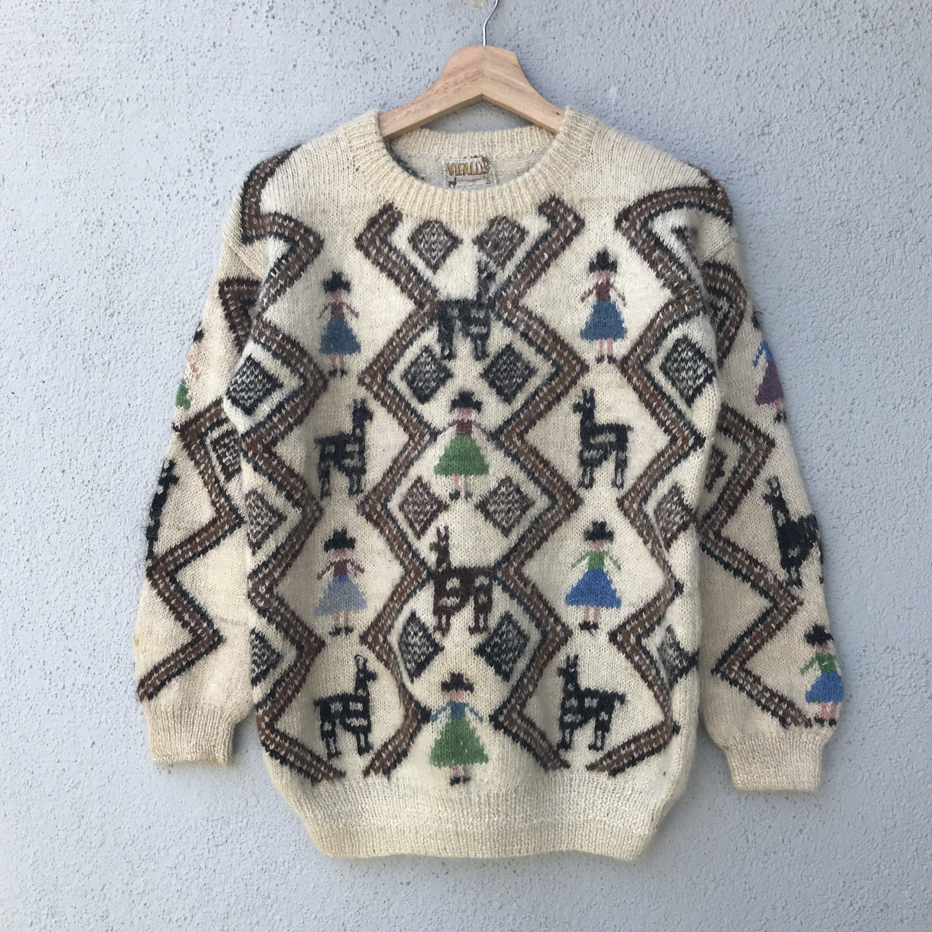 Aran Isles Knitwear Vintage Vifalco Shag Shaggy Fullprint Mohair Knitwear Size US M / EU 48-50 / 2 - 1 Thumbnail