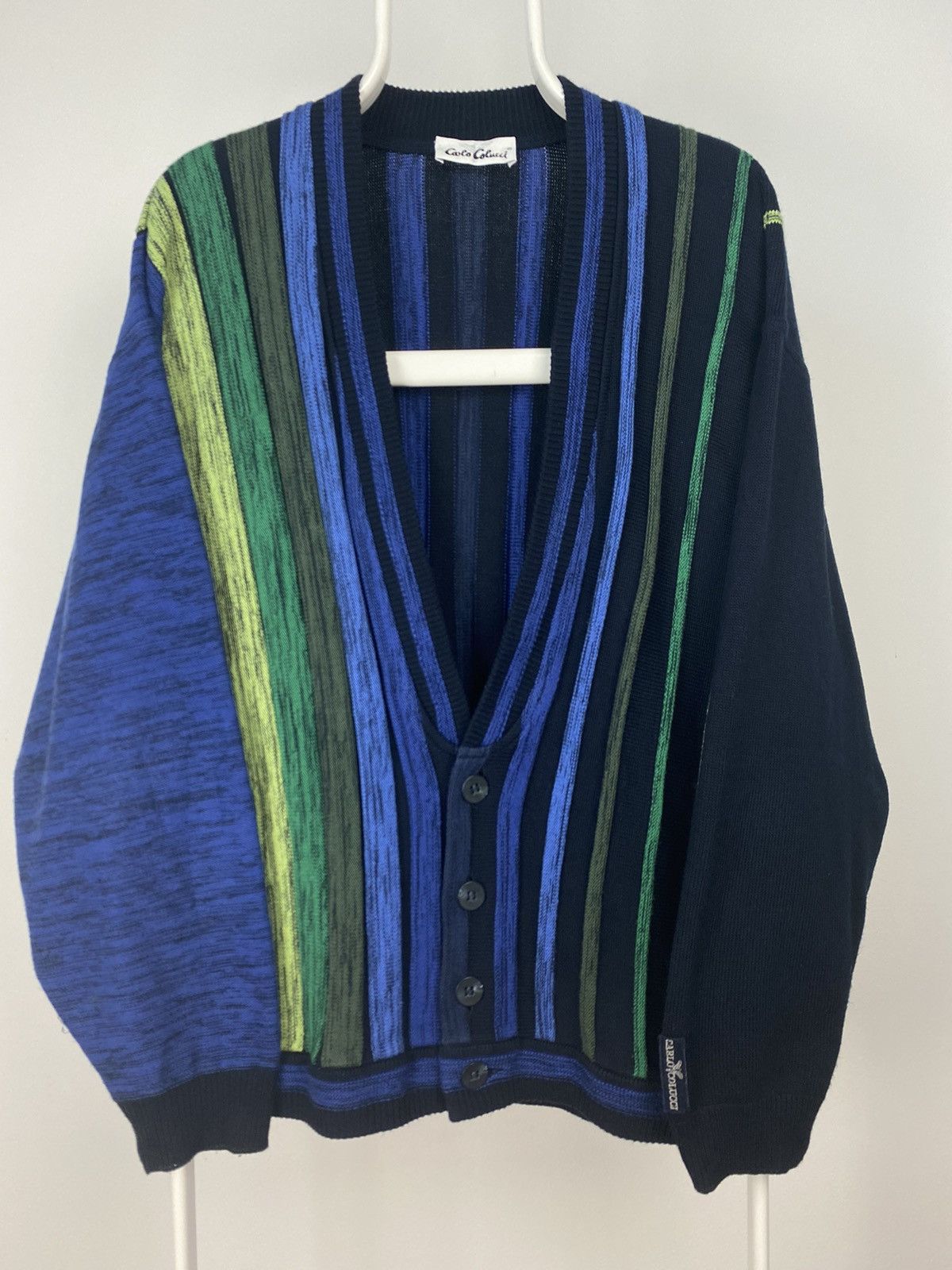 Carlo Colucci × Vintage Carlo Colucci sweater vintage cardigan blue Coogi style Size US L / EU 52-54 / 3 - 1 Thumbnail