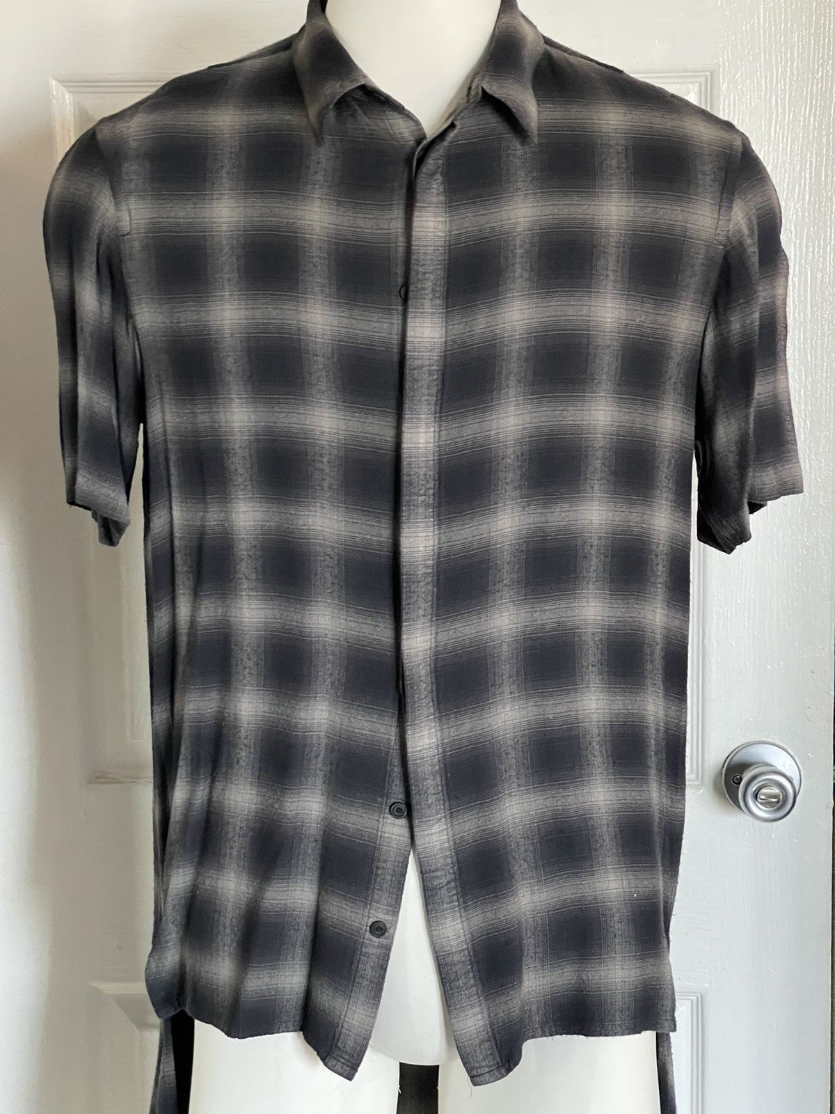 Grey checked shirt with zip detail at waist