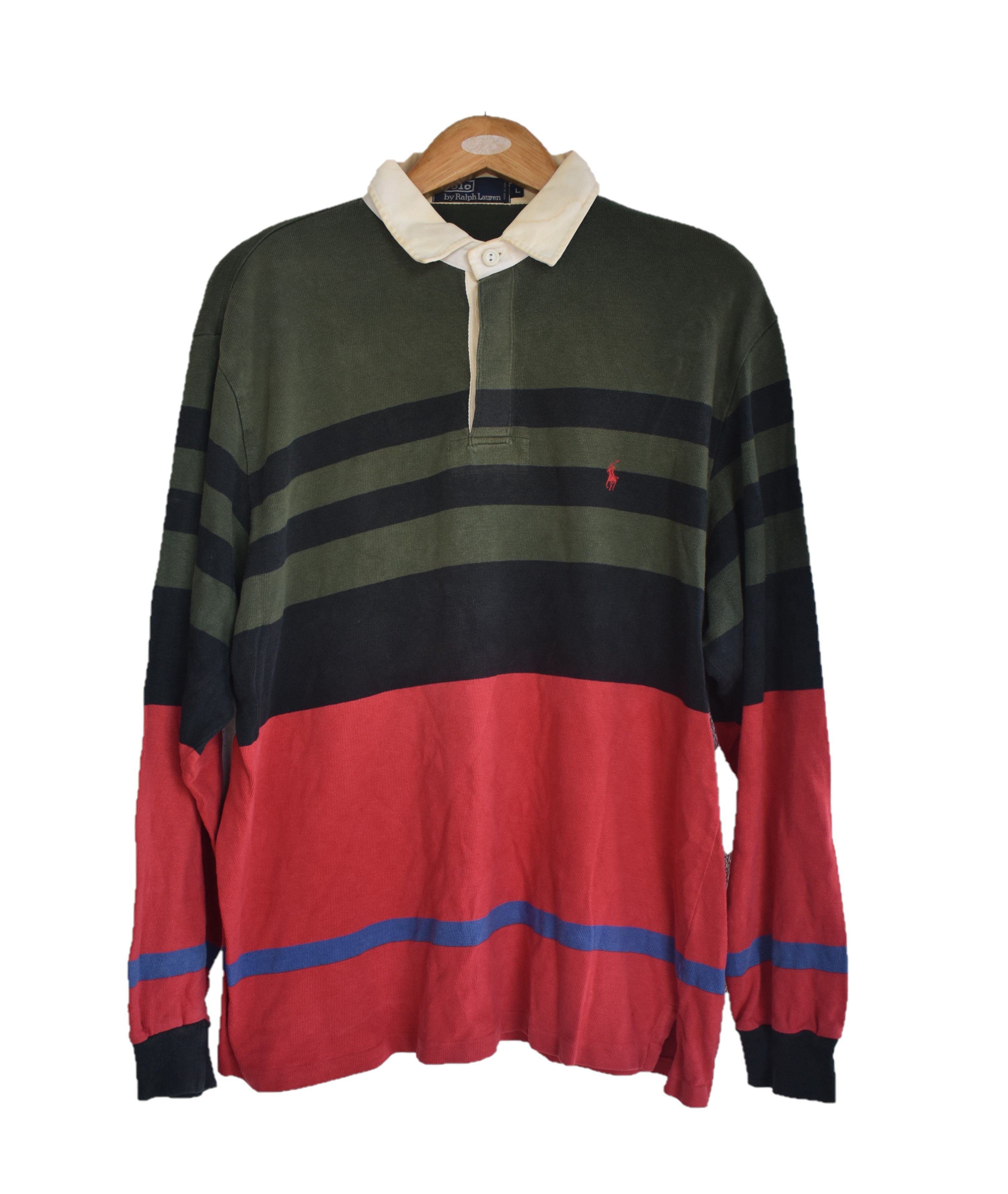Polo Ralph Lauren × Vintage Vintage polo ralph lauren stripe rugby sweatshirt A079 Size US L / EU 52-54 / 3 - 6 Thumbnail
