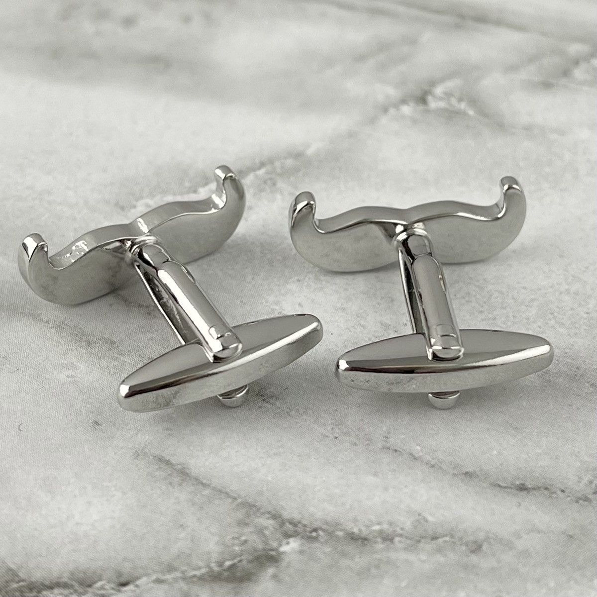 Other Men’s Silver Mustache Cufflinks Size ONE SIZE - 2 Thumbnail