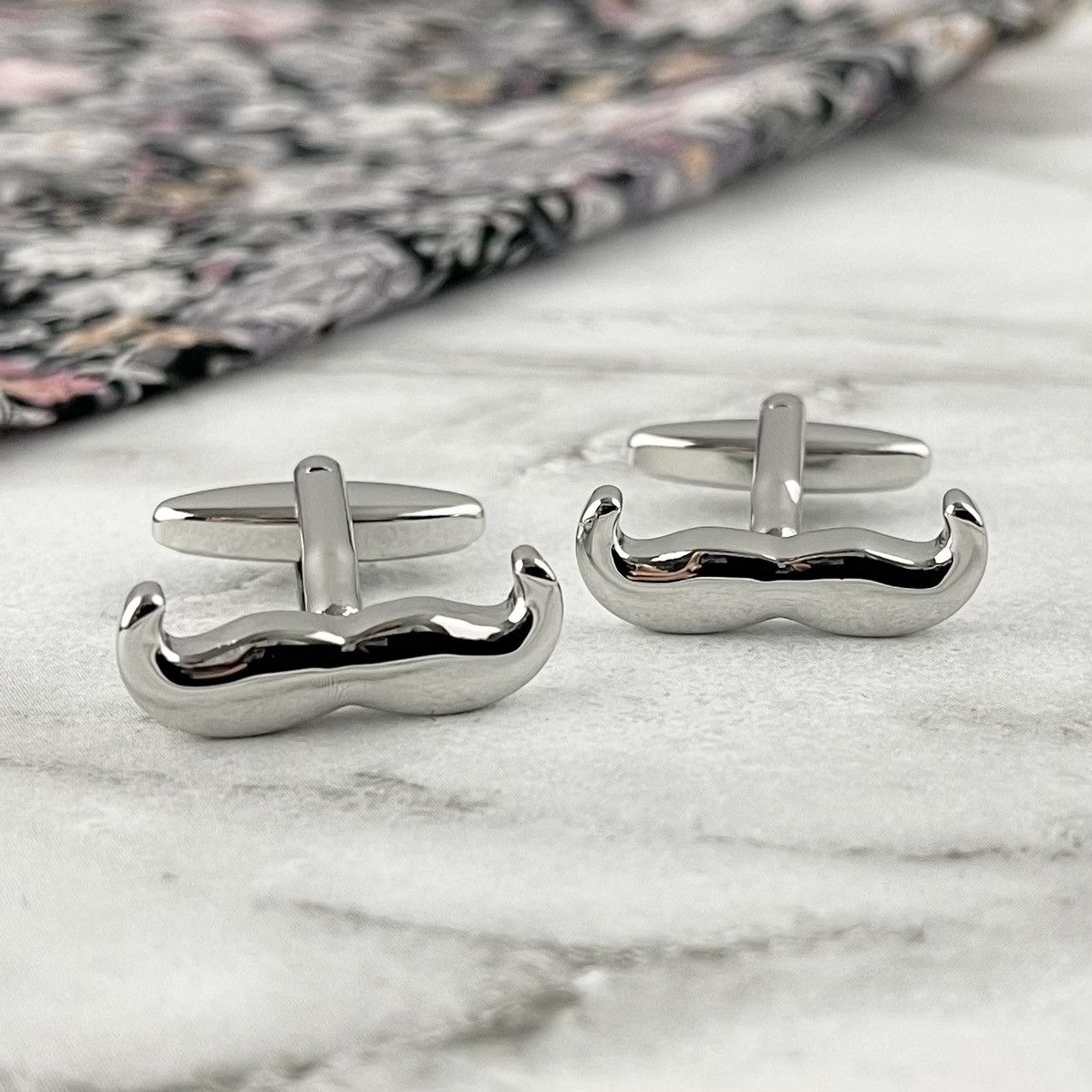Other Men’s Silver Mustache Cufflinks Size ONE SIZE - 1 Thumbnail