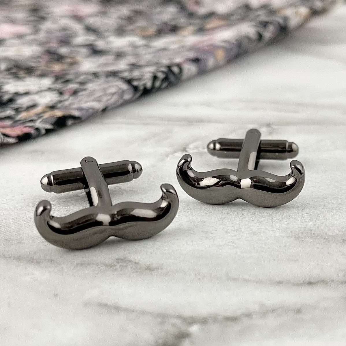 Other Men’s Gunmetal Mustache Cufflinks Size ONE SIZE - 1 Thumbnail