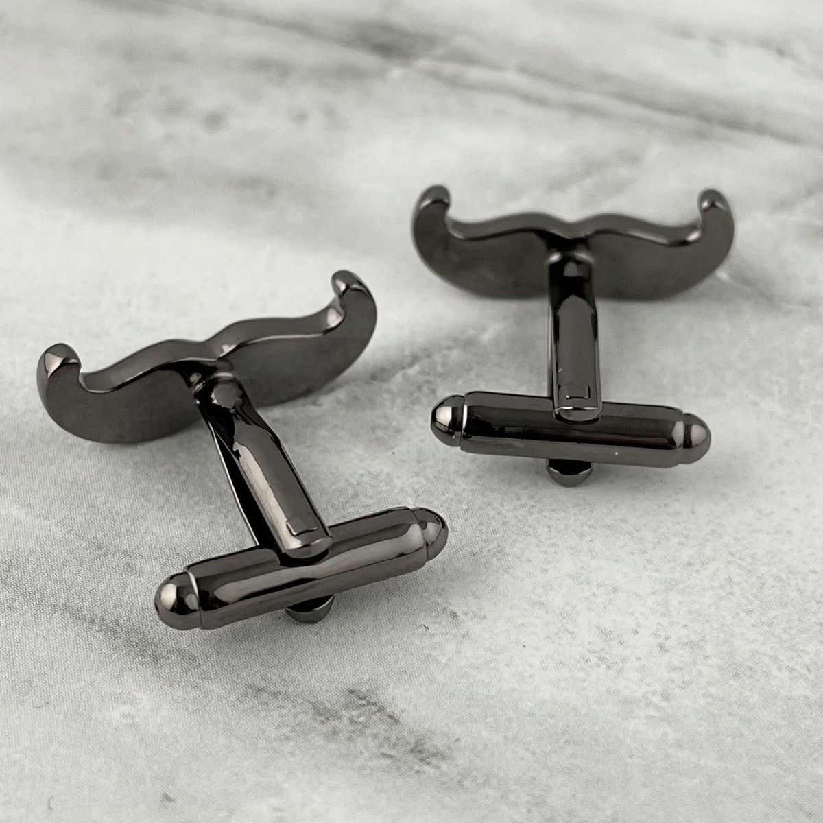 Other Men’s Gunmetal Mustache Cufflinks Size ONE SIZE - 2 Thumbnail