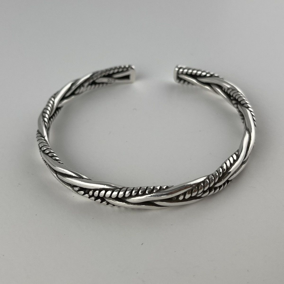 Jewelry Men’s 925 Silver Braided Style Cuff Bracelet Wrist Ring Size ONE SIZE - 6 Thumbnail