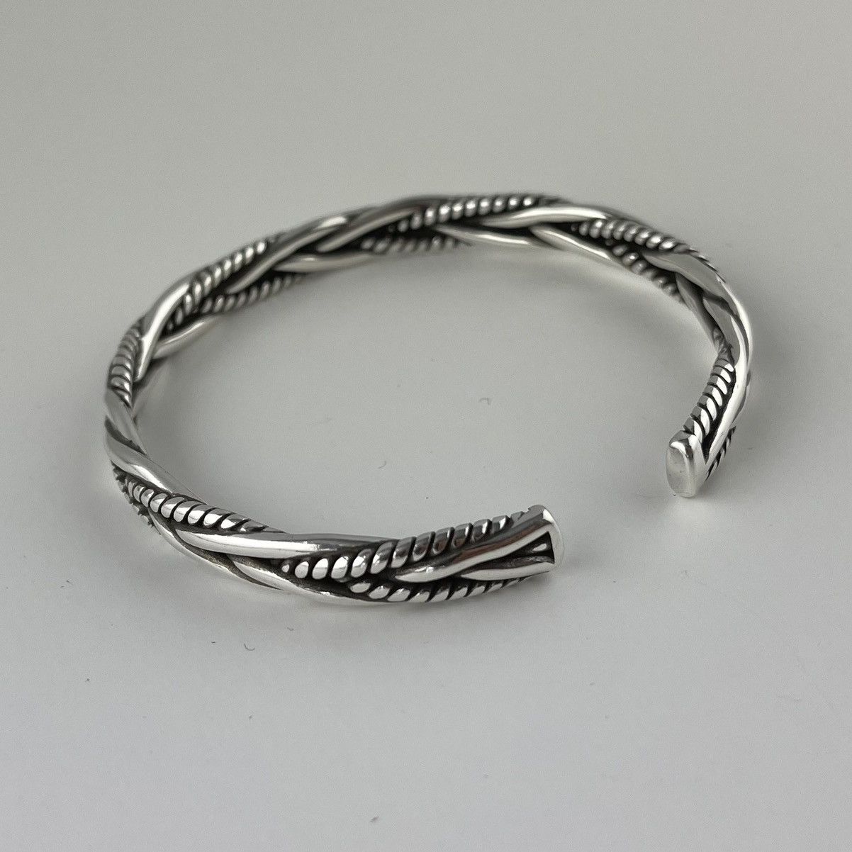 Jewelry Men’s 925 Silver Braided Style Cuff Bracelet Wrist Ring Size ONE SIZE - 5 Thumbnail