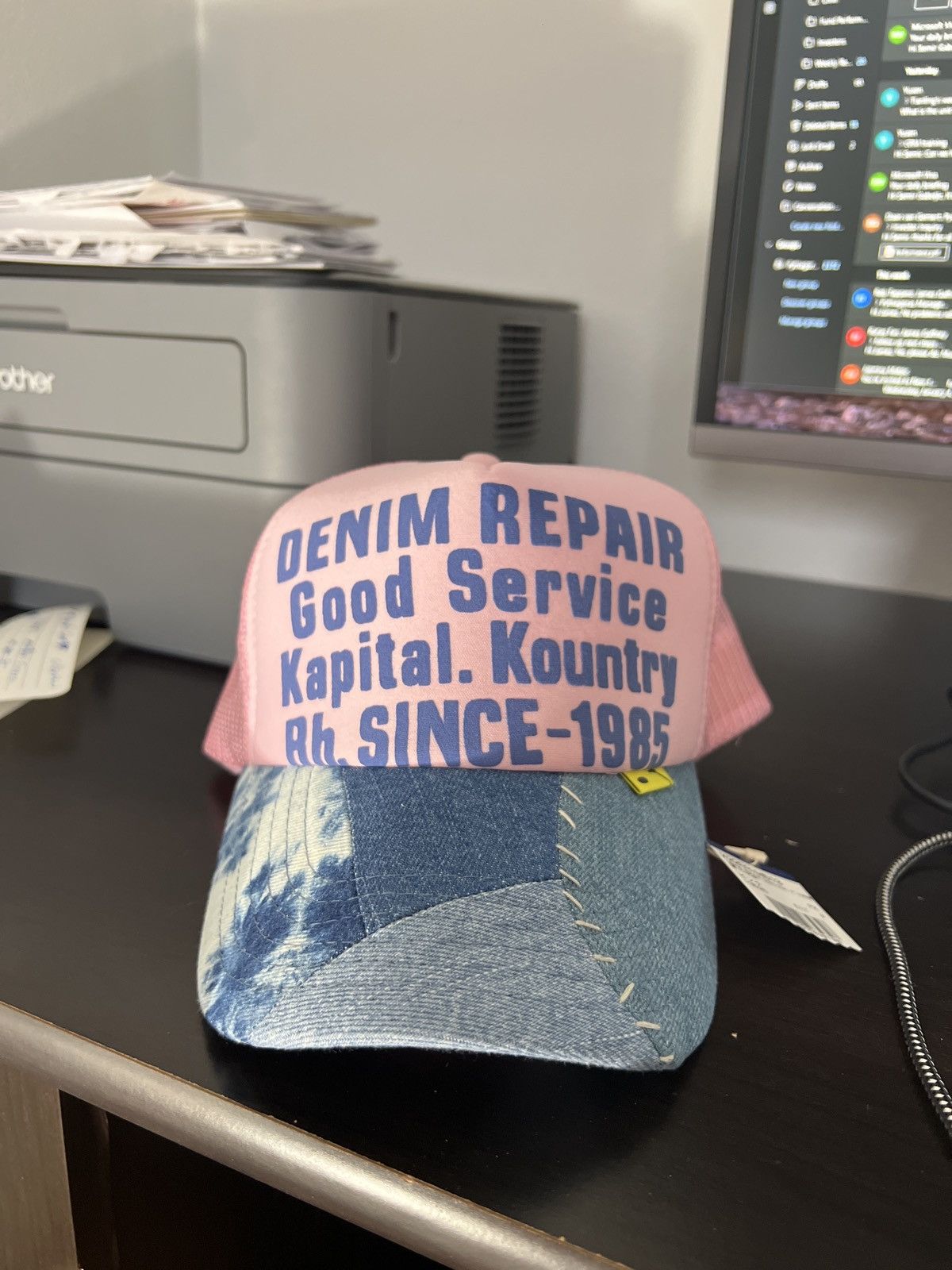 image of Kapital Kountry Kapital Trucker Hat in Pink, Men's