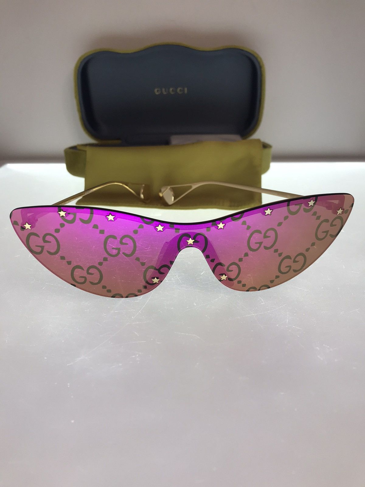 Gucci Gucci Gg0666s - 003 Gg Logo Cat Eye Mirrored Sunglasses 