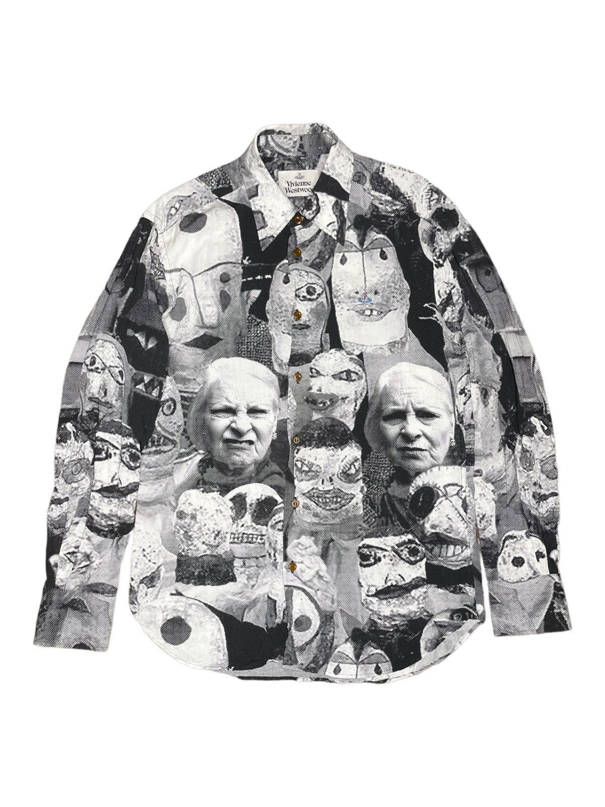 image of Archival Clothing x Avant Garde Vivienne Westwood Man Archivio Aop Face Designer Shirt in White (Si