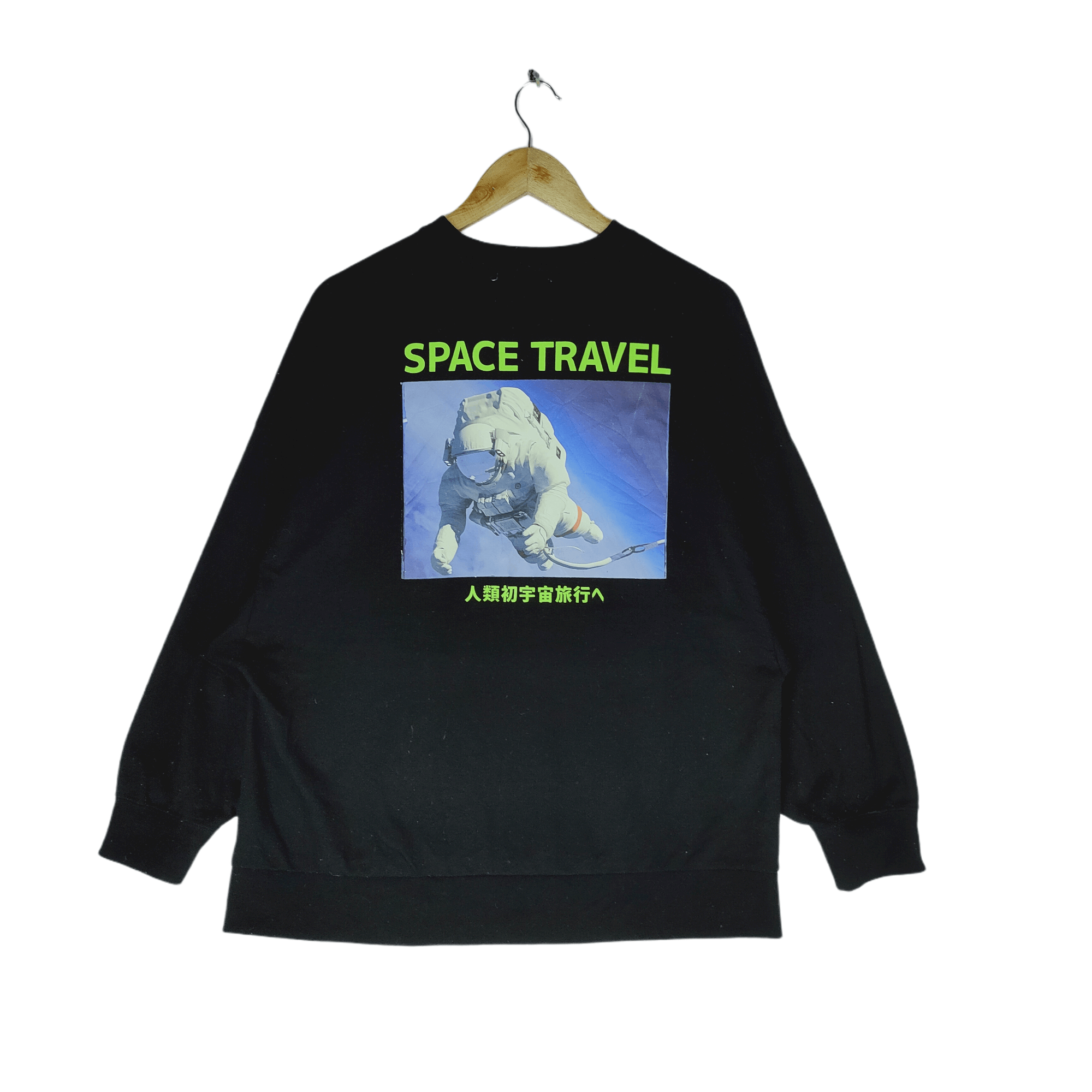 image of Astronomy Cosmic Journey Space Travel Big Astronaut Baggy Sweatshirt in Black, Men's (Size Large)