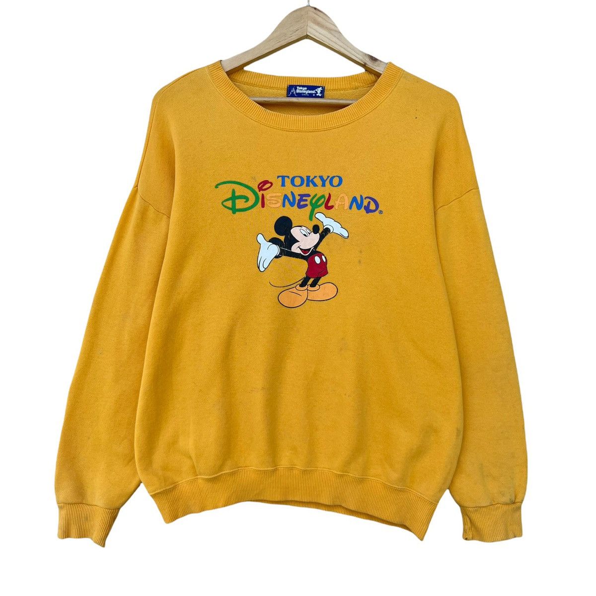 Vintage Mickey Mouse Big Image Yellow Sweatshirt Medium