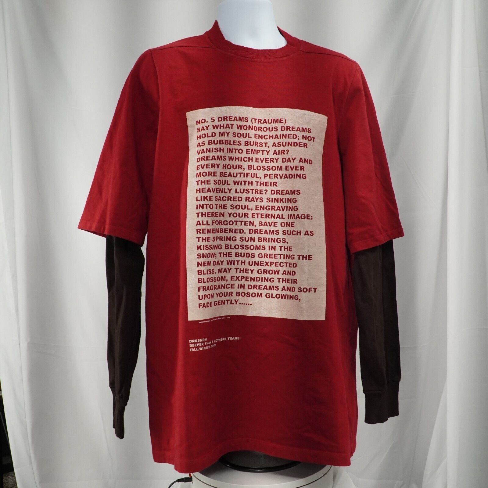 Rick Owens Drkshdw FW19 Jumbo Hustler Sweatshirt Longline Cherry  