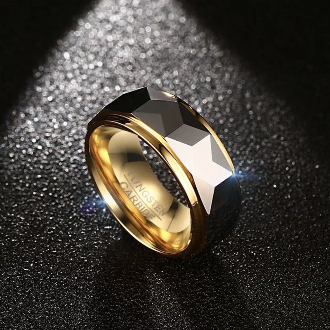 Other Men’s Geometric Faceted Tungsten Ring Wedding Band Size ONE SIZE - 6 Thumbnail