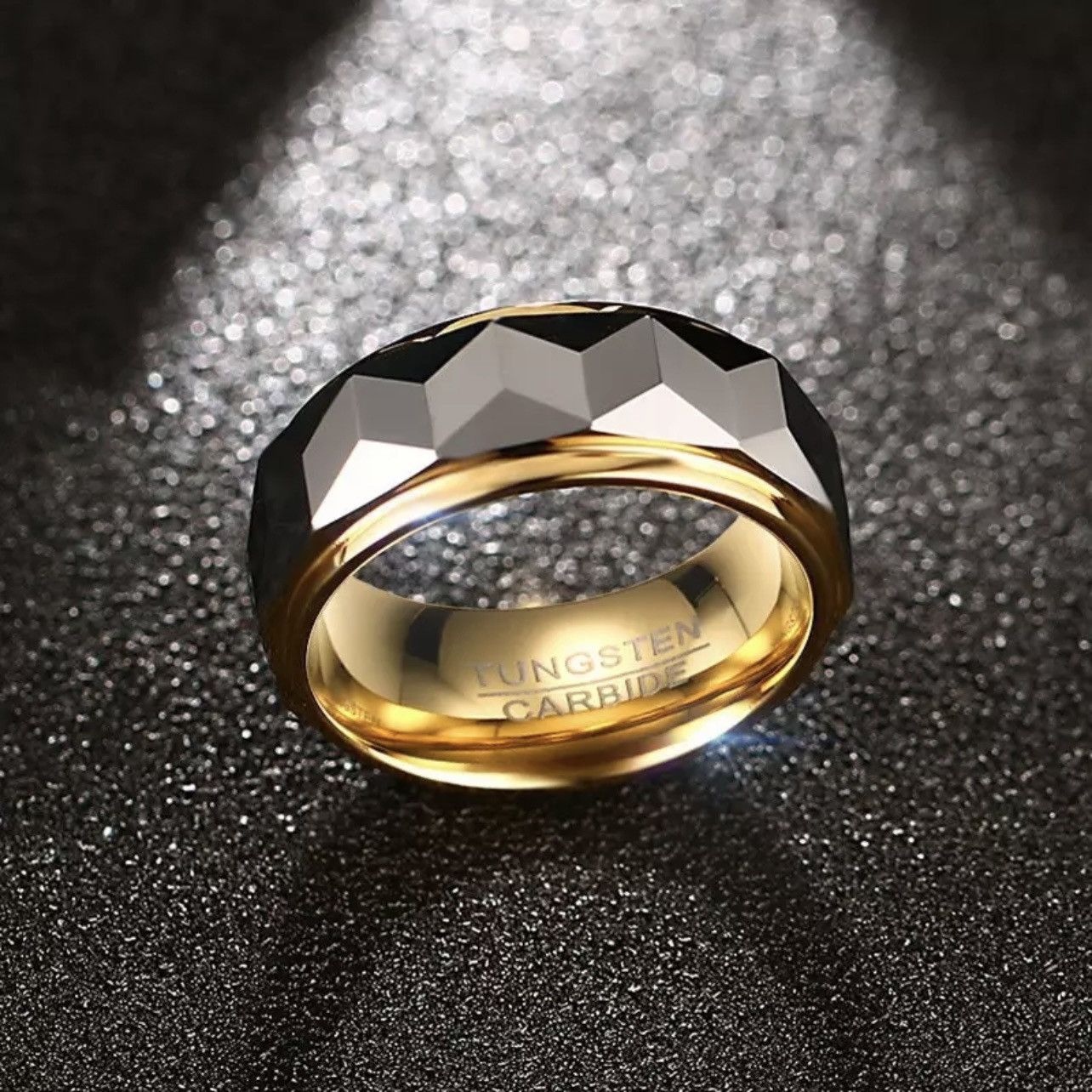 Other Men’s Geometric Faceted Tungsten Ring Wedding Band Size ONE SIZE - 7 Thumbnail