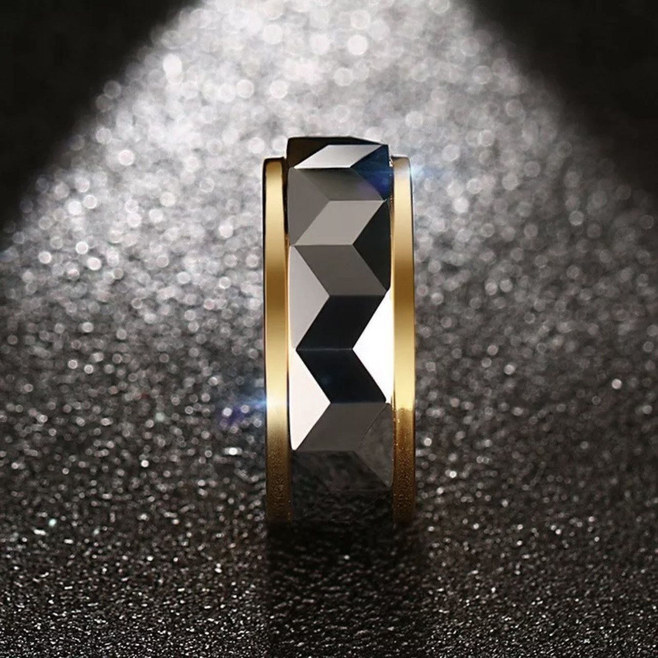 Other Men’s Geometric Faceted Tungsten Ring Wedding Band Size ONE SIZE - 5 Thumbnail