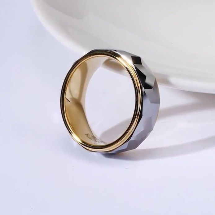 Other Men’s Geometric Faceted Tungsten Ring Wedding Band Size ONE SIZE - 4 Thumbnail