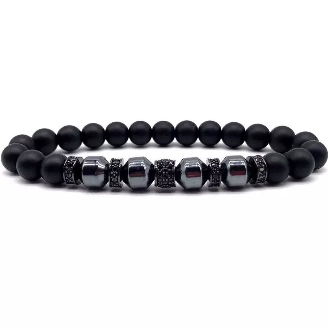 Other Men’s Matte Black Bead & Graphite Charm Bracelet Size ONE SIZE - 1 Thumbnail