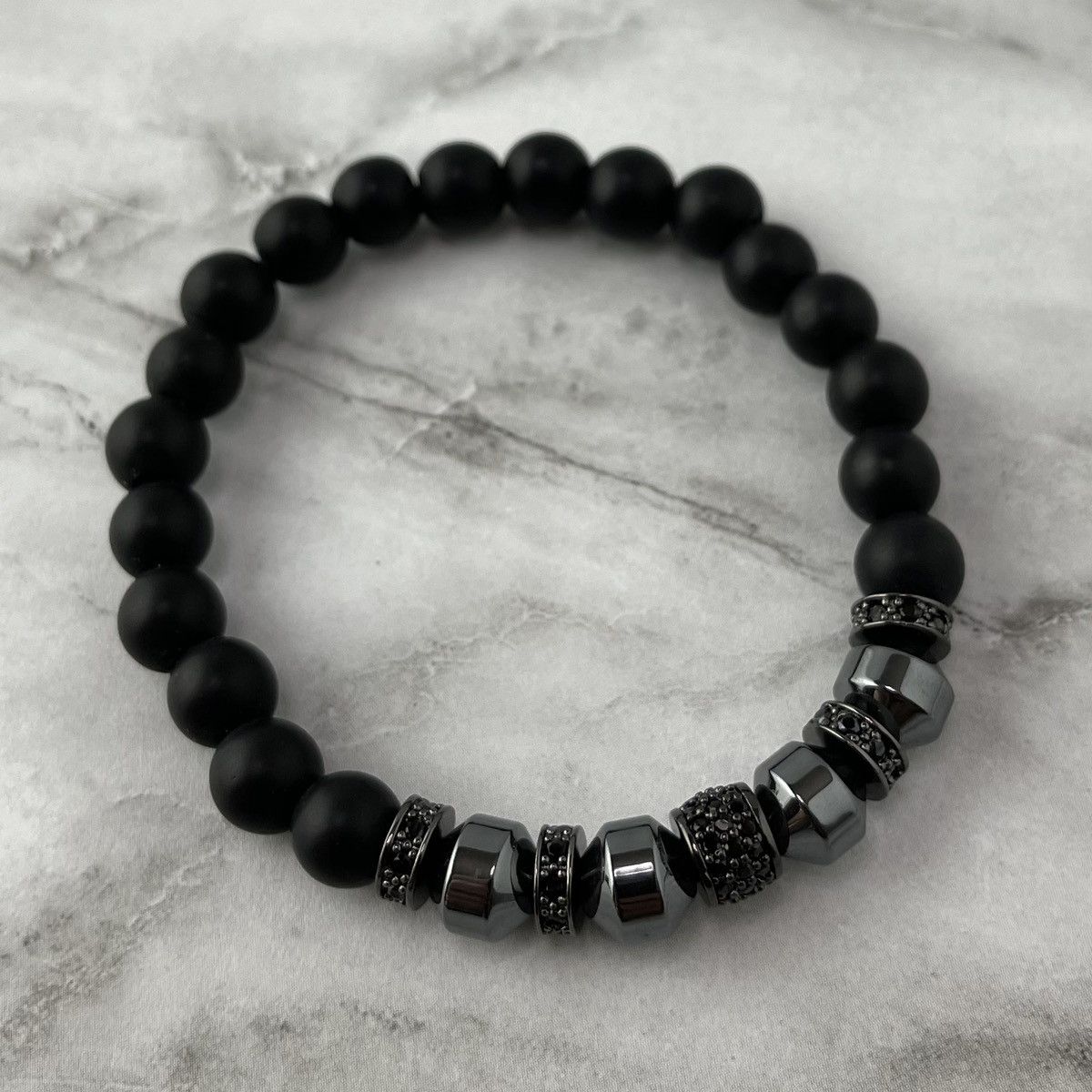 Other Men’s Matte Black Bead & Graphite Charm Bracelet Size ONE SIZE - 2 Thumbnail