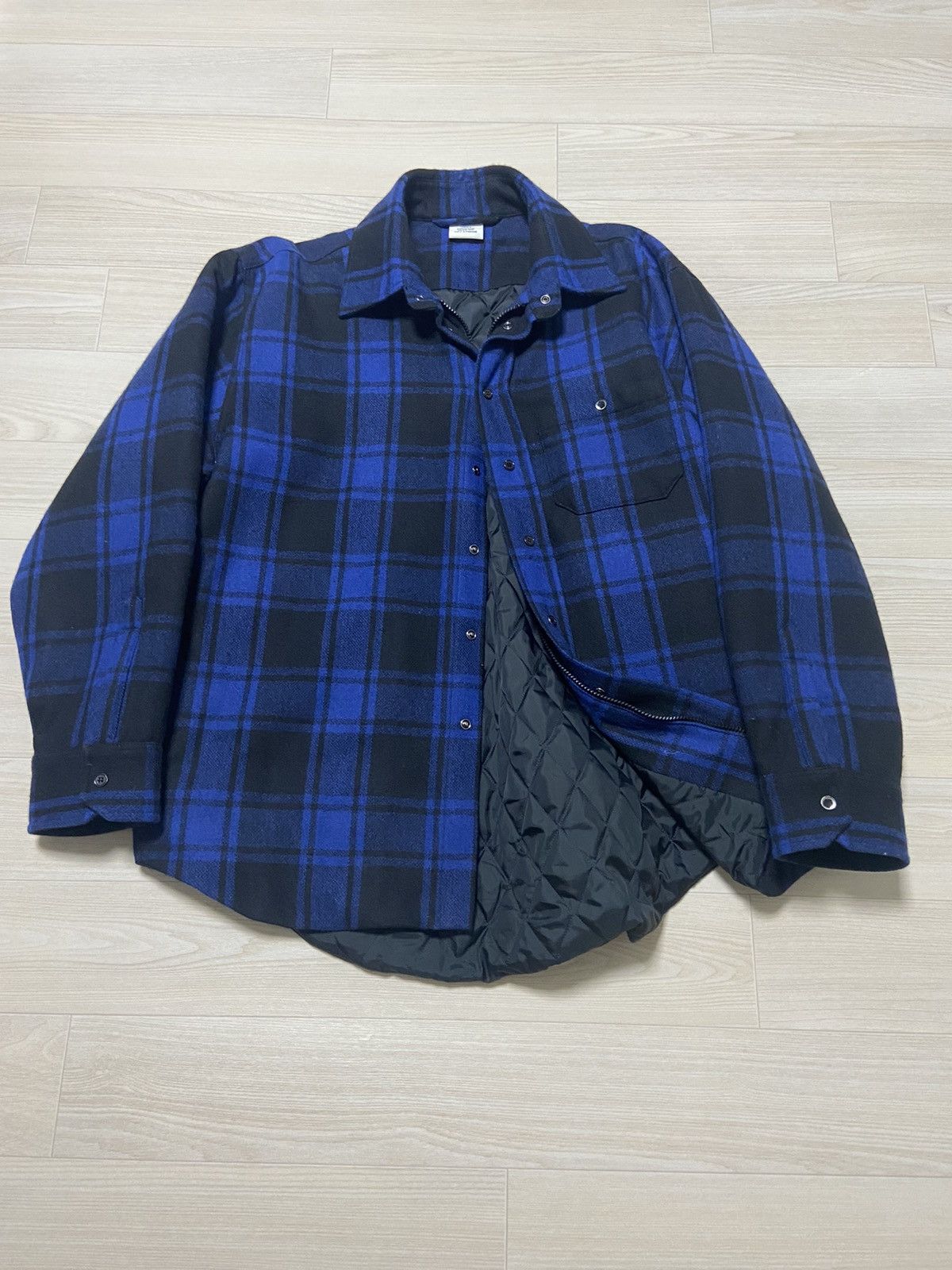 Vetements S Vetements 21fw RUBBER LOGO quilted flannel shirt 