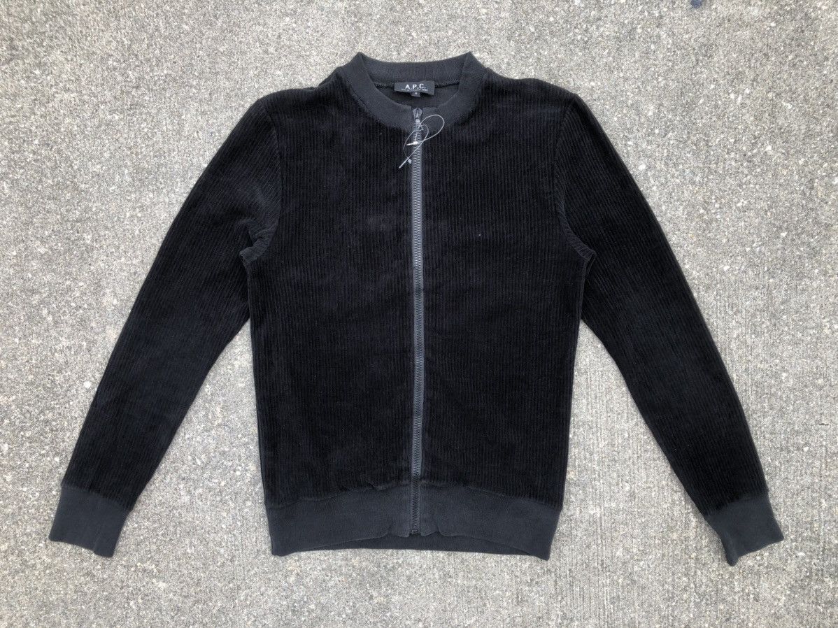 A.P.C. Vintage A.P.C. Faded Black Corduroy Round Neck Zip Sweater Size US S / EU 44-46 / 1 - 1 Thumbnail