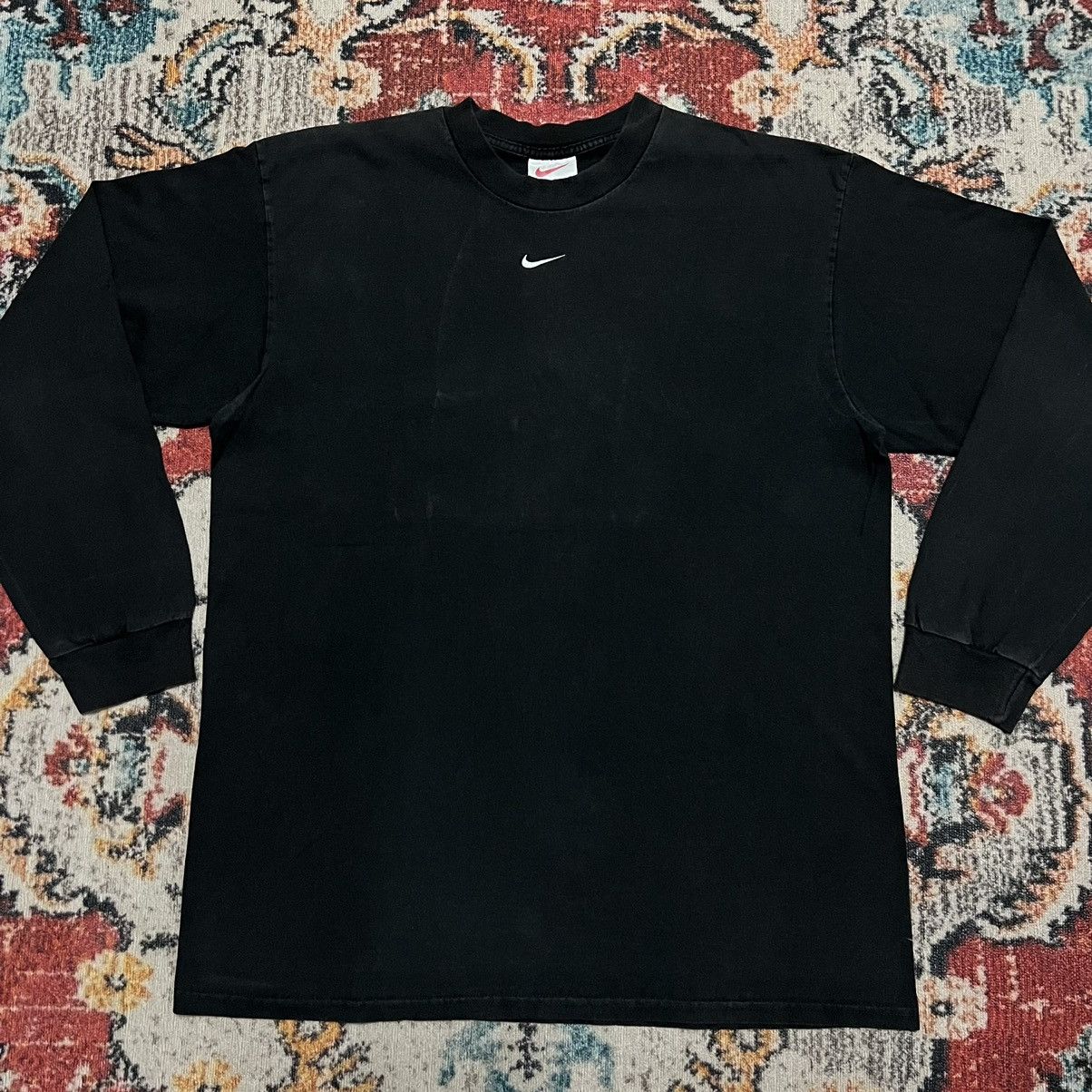 Nike × Vintage Vintage 90s Nike Center Swoosh Long sleeve Tshirt Size US XL / EU 56 / 4 - 2 Thumbnail