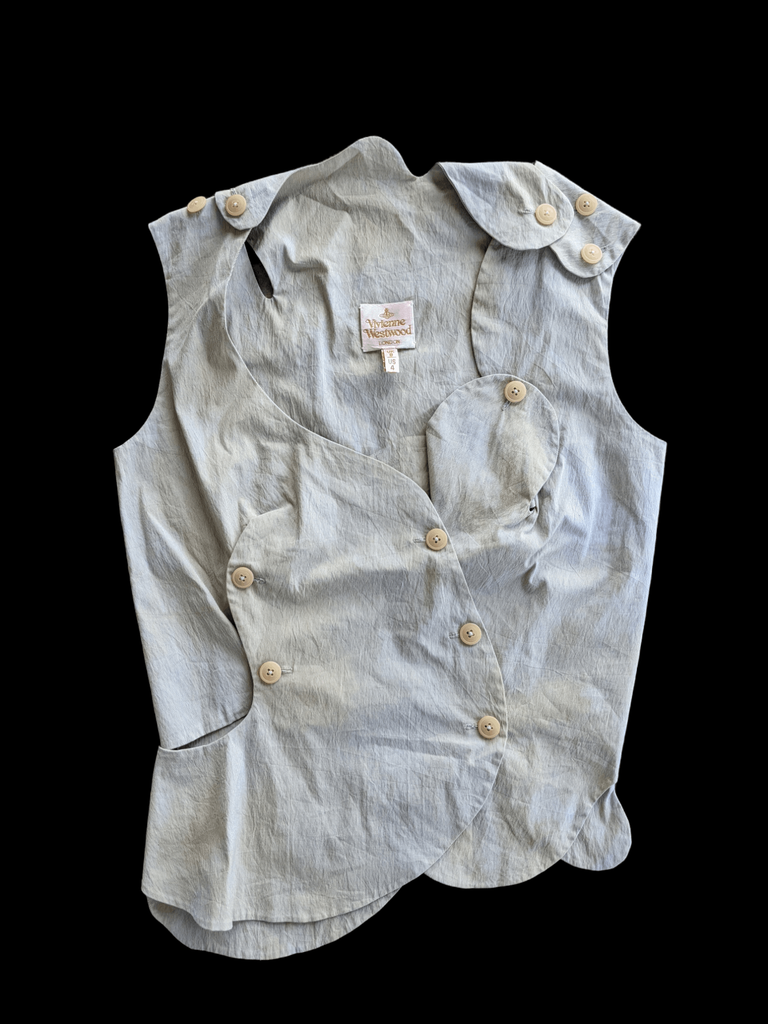 image of Archival Clothing Vivienne Westwood Runaway Asymmetrical Vest Jacket in Green, Men's (Size Medium)