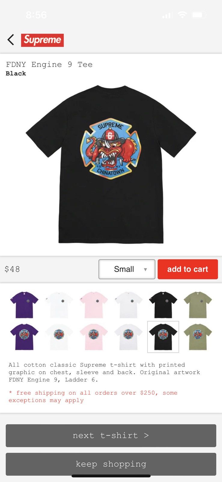 Supreme Fdny Engine 9 Tee Black