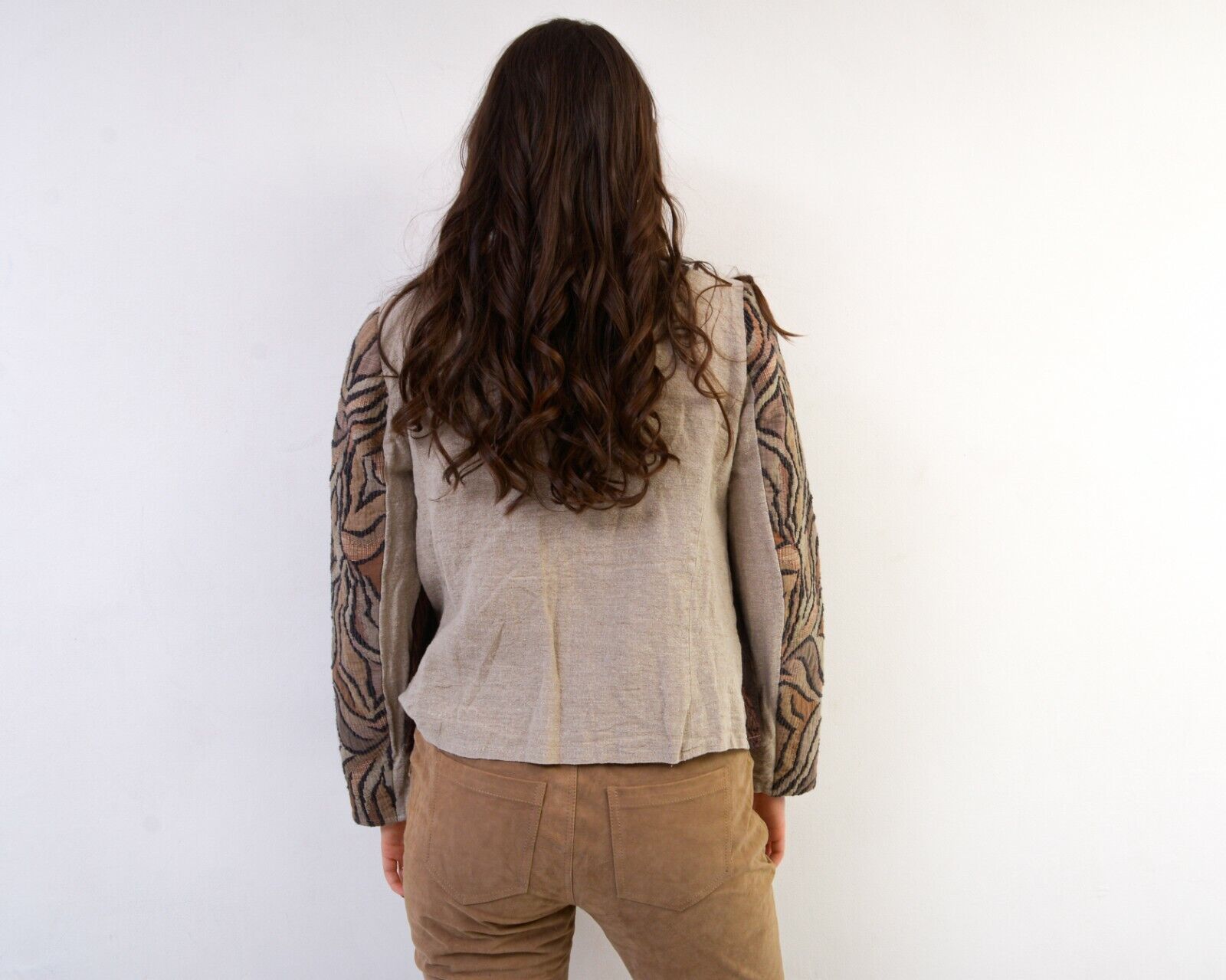 Other × Vintage Linen Blazer Jacket Cardigan Traditional Embroidery Size M / US 6-8 / IT 42-44 - 4 Thumbnail