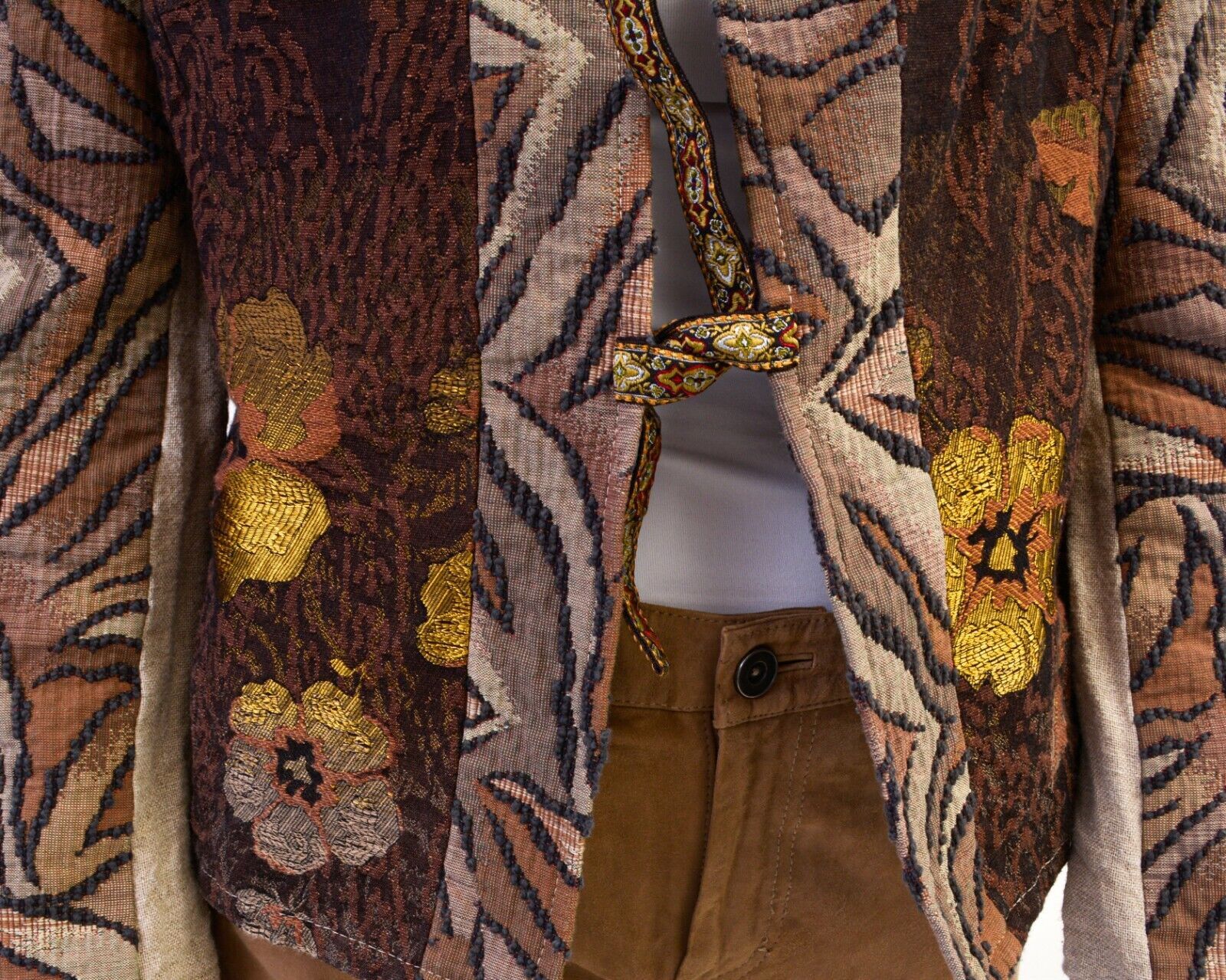 Other × Vintage Linen Blazer Jacket Cardigan Traditional Embroidery Size M / US 6-8 / IT 42-44 - 5 Thumbnail