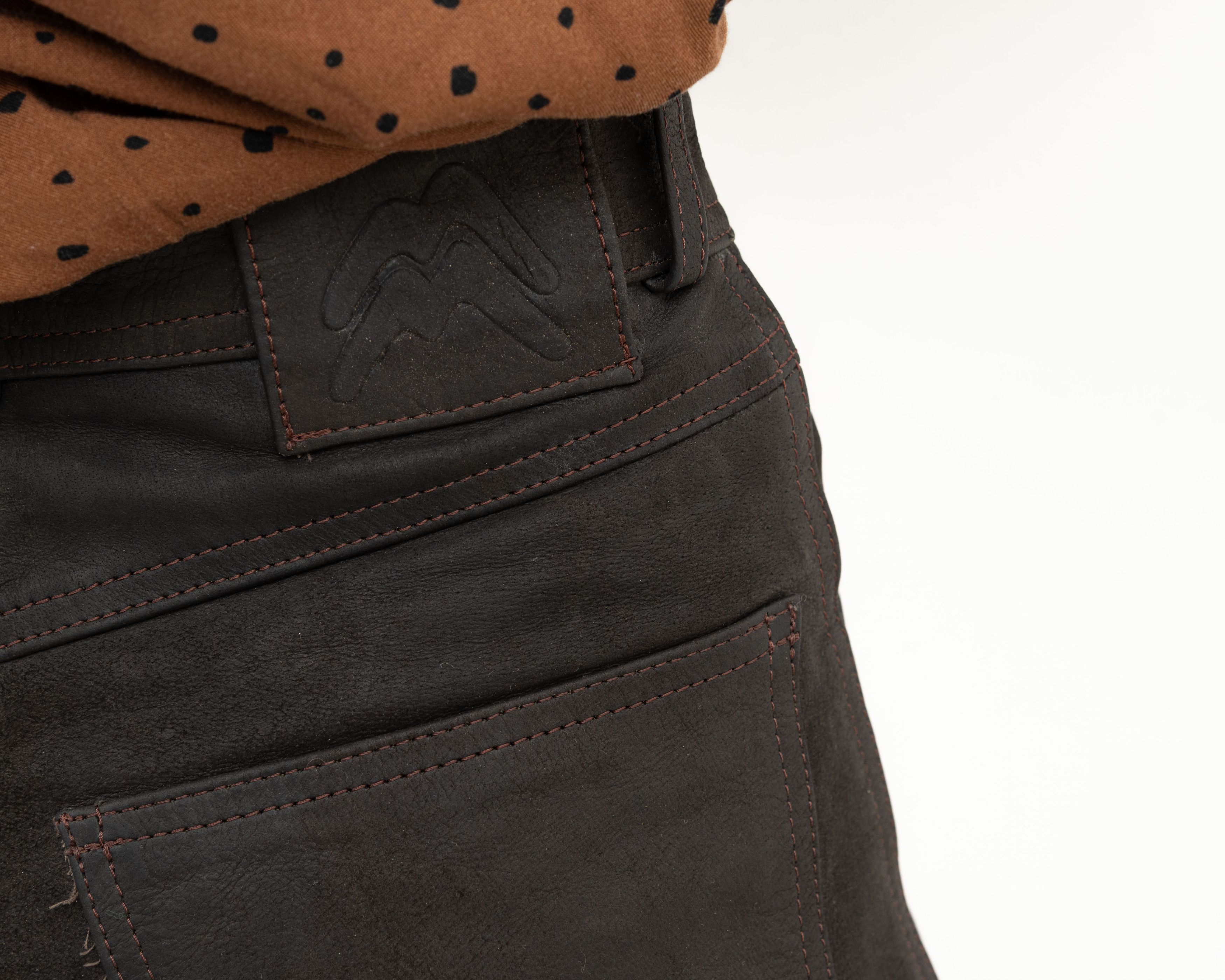 Other × Vintage Buffalo Leather Biker Trousers Straight Pants Motorcycle Zip Size 27" / US 4 / IT 40 - 6 Thumbnail