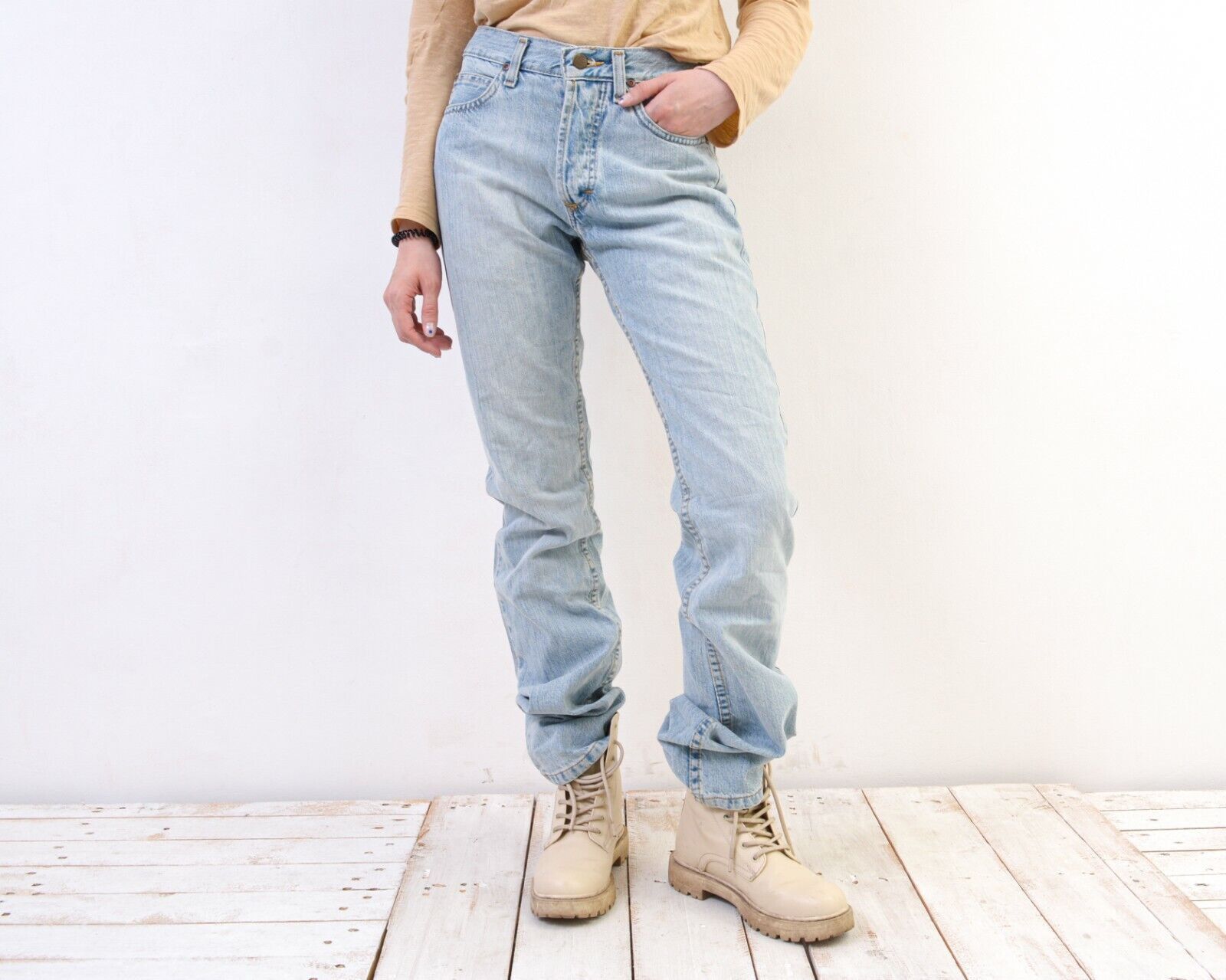 Lee × Vintage Jeans Denim Trousers Pants W28 L34 Bottoms Button Light Wash Size 28" / US 6 / IT 42 - 2 Thumbnail