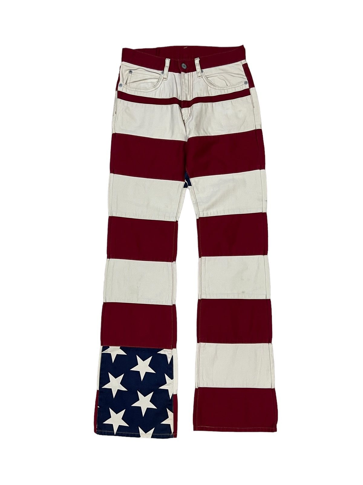 Hysteric Glamour GRAIL🔥OG Hysteric Glamour USA Flag Hagi Patchwork Denim Size US 27 - 2 Thumbnail