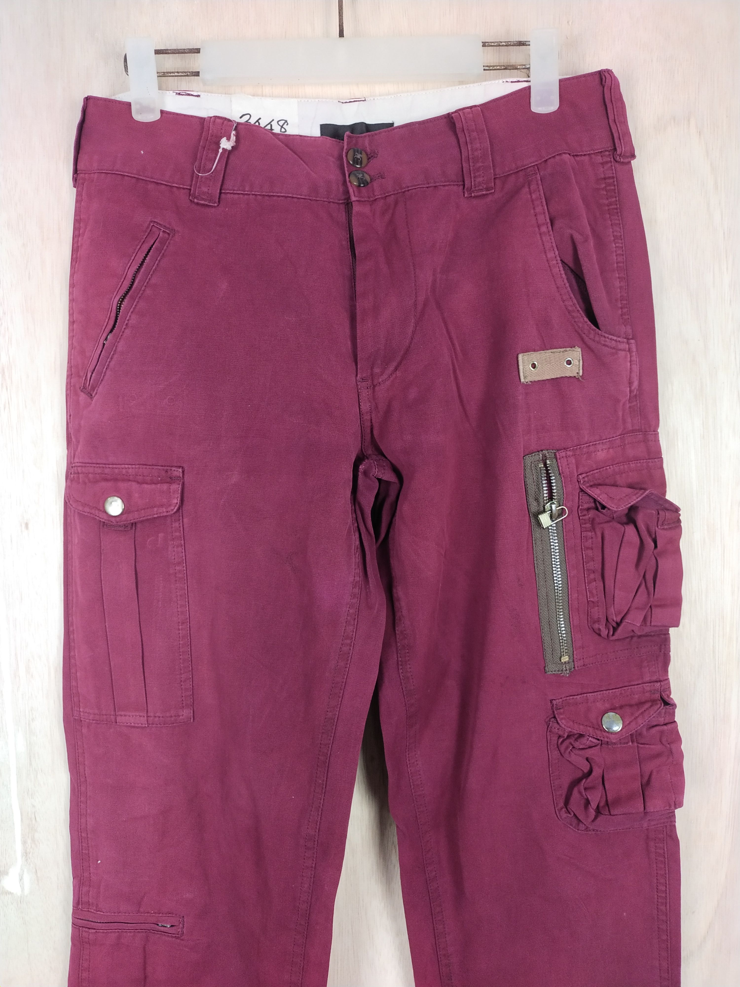 Japanese Brand Tielocken Red multi pocket tactical Cargo Pants #3448 Size US 30 / EU 46 - 2 Thumbnail