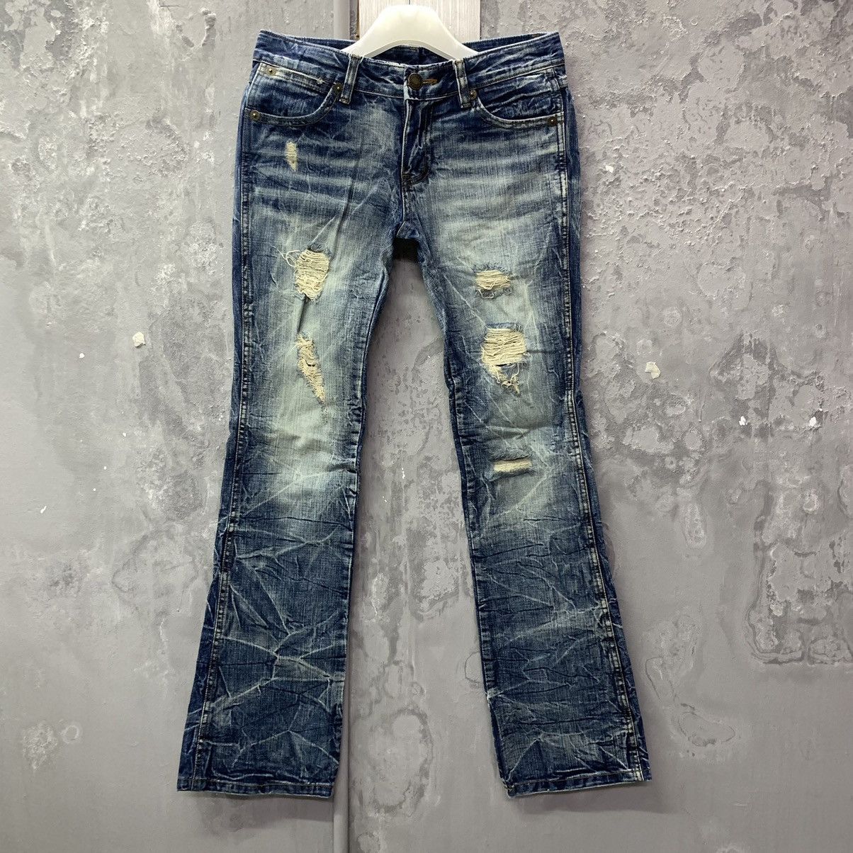 If Six Was Nine 🔥Flared Sick🔥Season Jiimax Lightning Distressed Denim Size US 30 / EU 46 - 3 Thumbnail