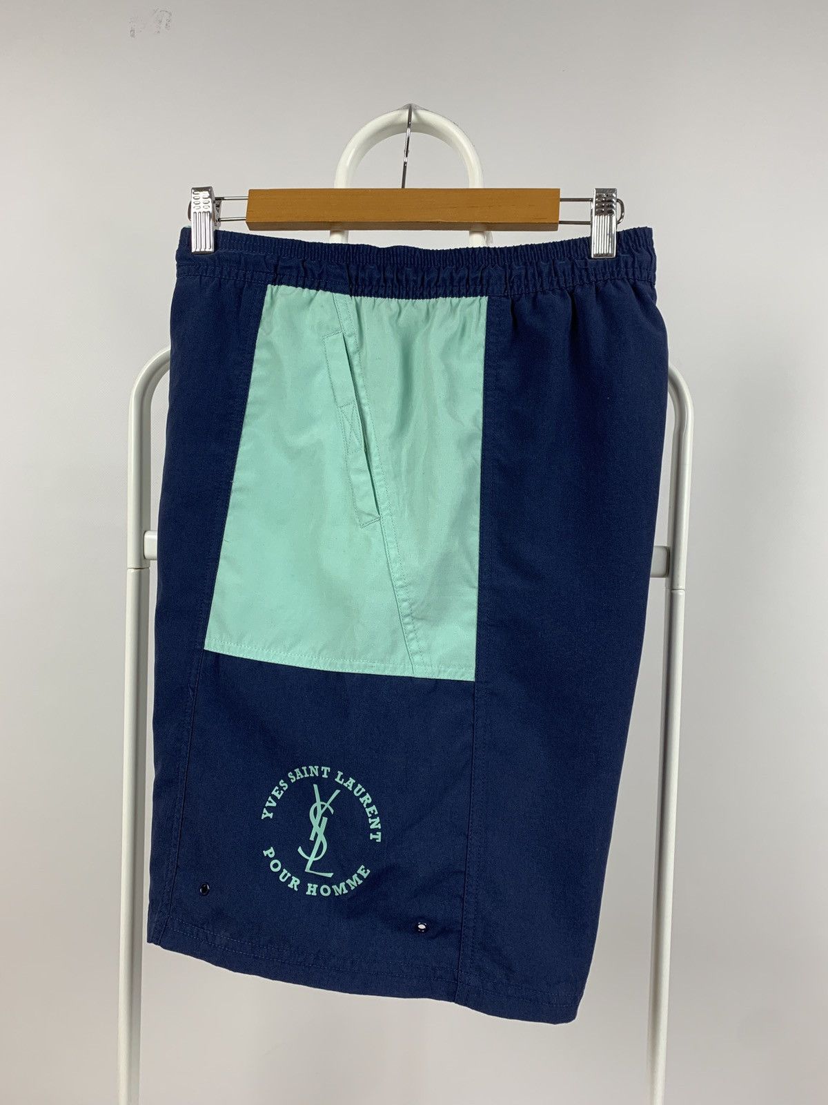 Vintage Vintage Yves Saint Laurent YSL Navy Blue Swimming Shorts Size US 32 / EU 48 - 2 Thumbnail