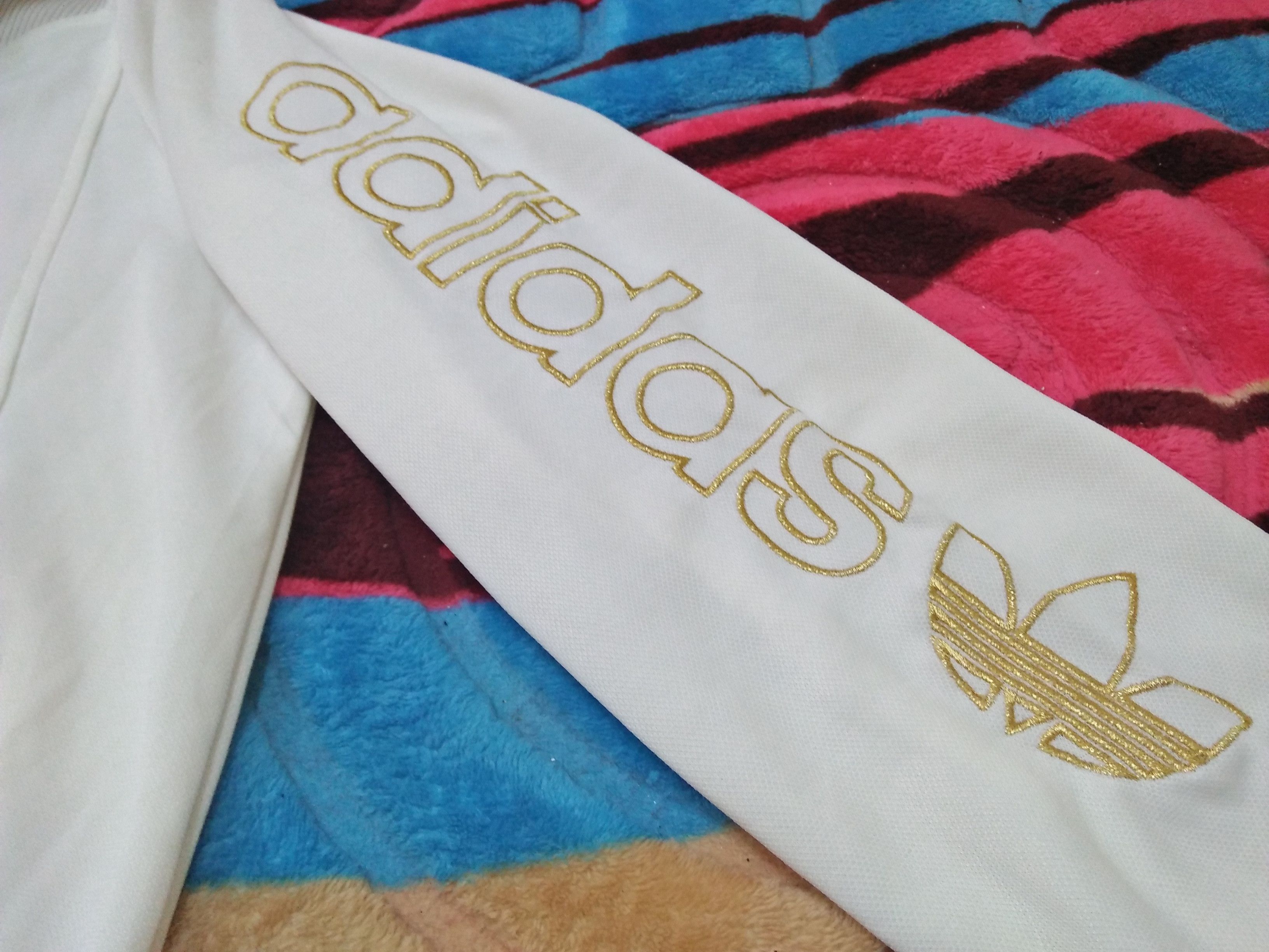 Adidas ADIDAS Gold Embroidered Logo White Jacket Size L / US 10 / IT 46 - 4 Thumbnail