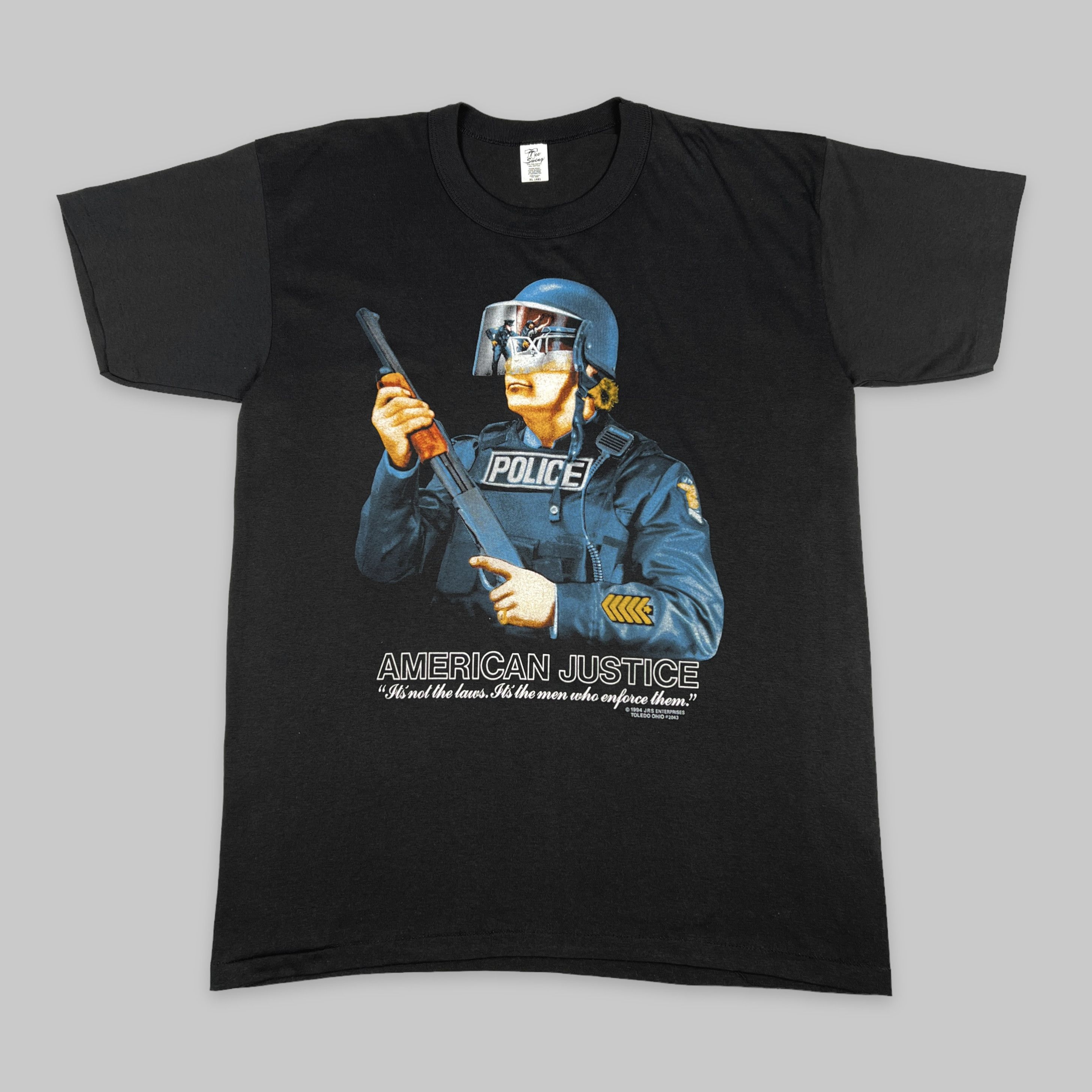 Rap Tees Vintage 1994 JRS Enterprises ‘American Justice’ Cops T Shirt Size US XL / EU 56 / 4 - 2 Thumbnail