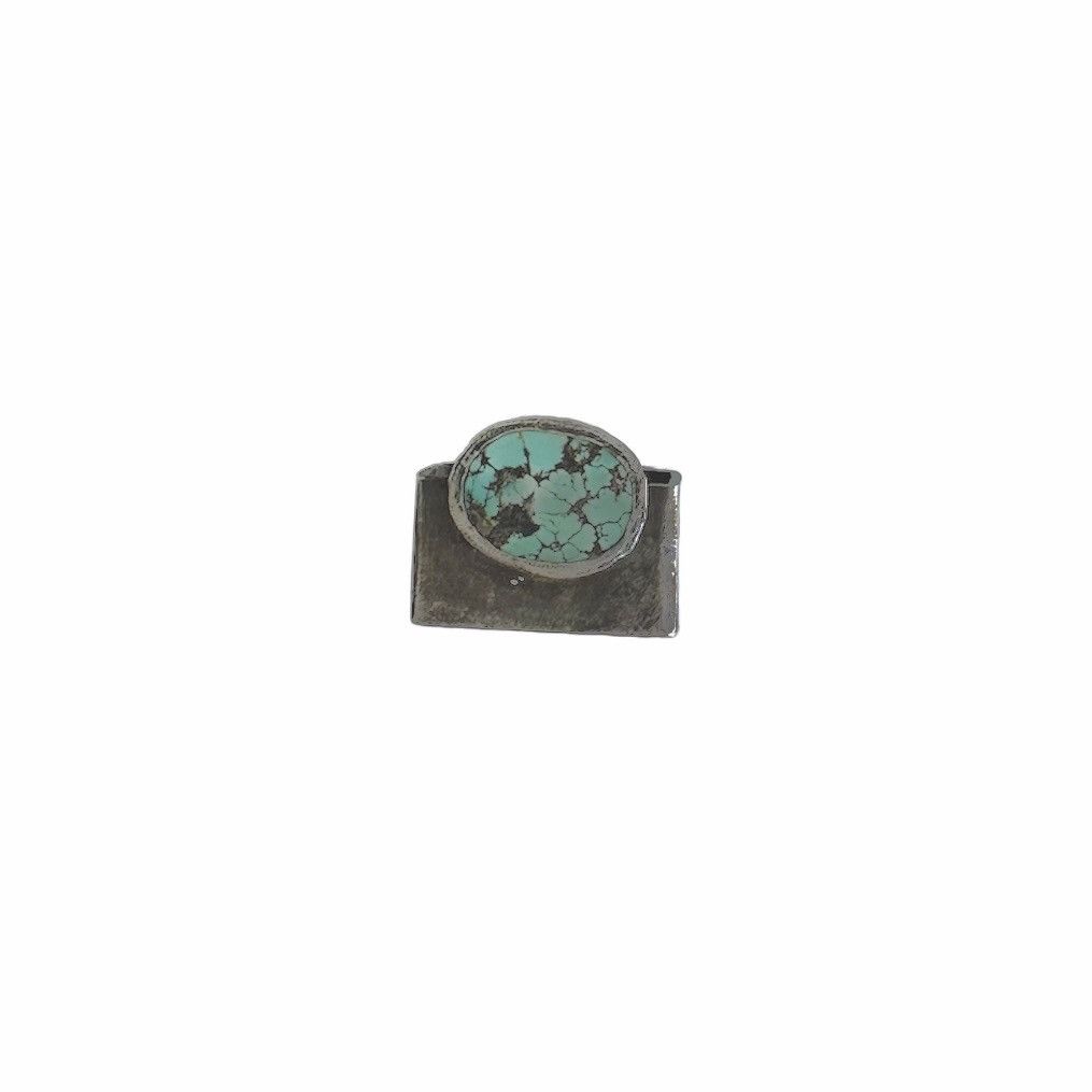 Handmade Handmade Genuine Persian Turquoise Stone Silver Square Ring Size ONE SIZE - 3 Thumbnail