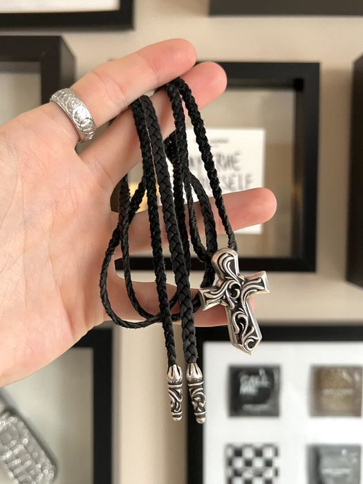 Chrome Hearts Vulcan Cross Bolo Silver Necklace Grailed 5692