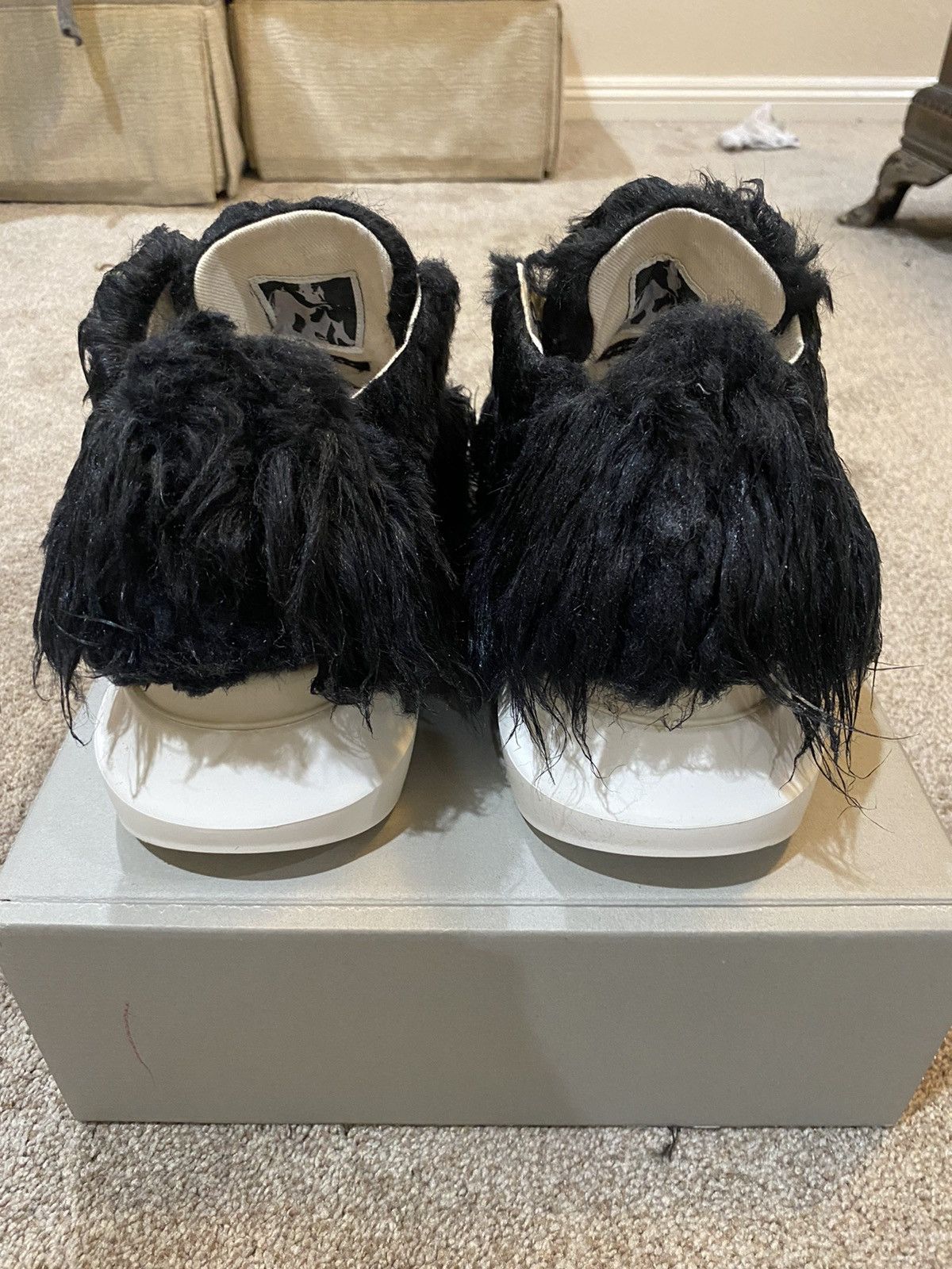 Rick Owens DRKSHDW Abstract Low Faux-fur Sneakers 39.5 U 6.5