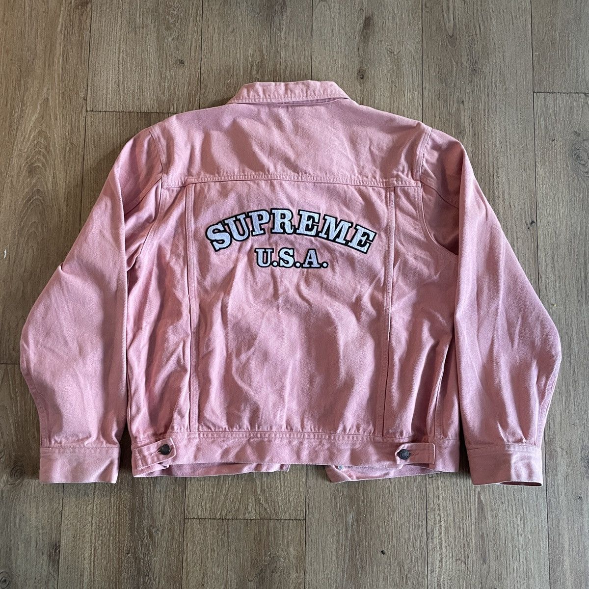 SUPREME DENIM TRUCKER JACKET PINK L SS16