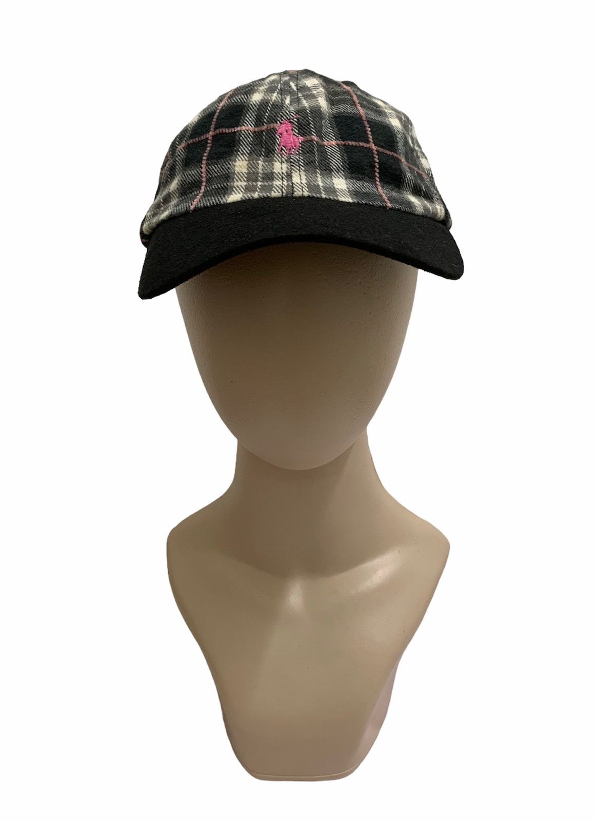 Vintage Polo Ralph Lauren Leather Strap Checked Hat Cap