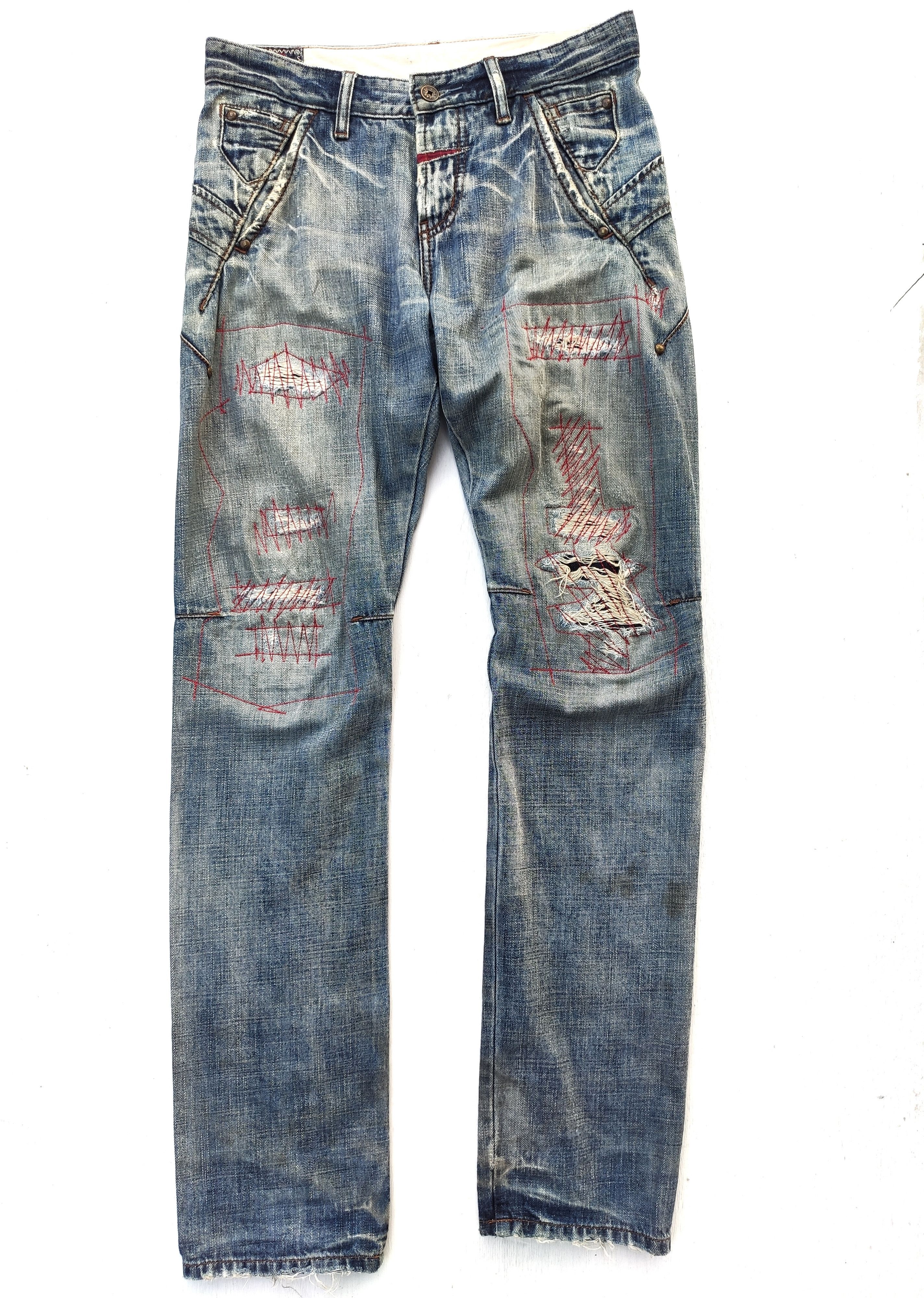 Jean Large Déstructuré Marithé François Girbaud – Taille 34, Détail Techniques, Occasion Très Bon état