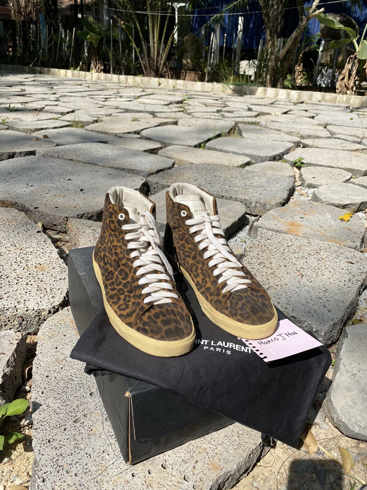 Saint Laurent Sl06 Hi Top Leopard Suede