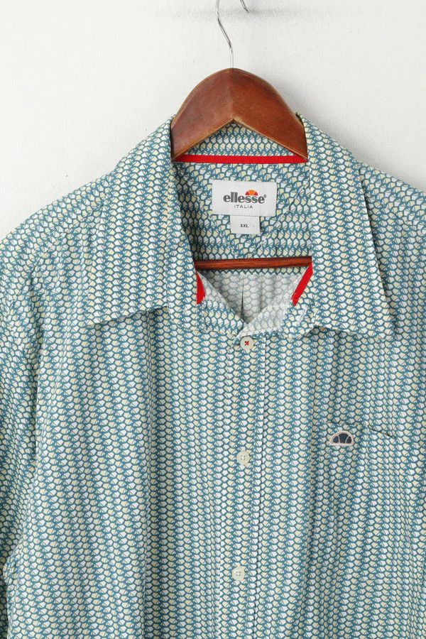 Ellesse Ellesse Italia Men XXL Casual Shirt Green Cotton 2804 Size US XXL / EU 58 / 5 - 3 Thumbnail