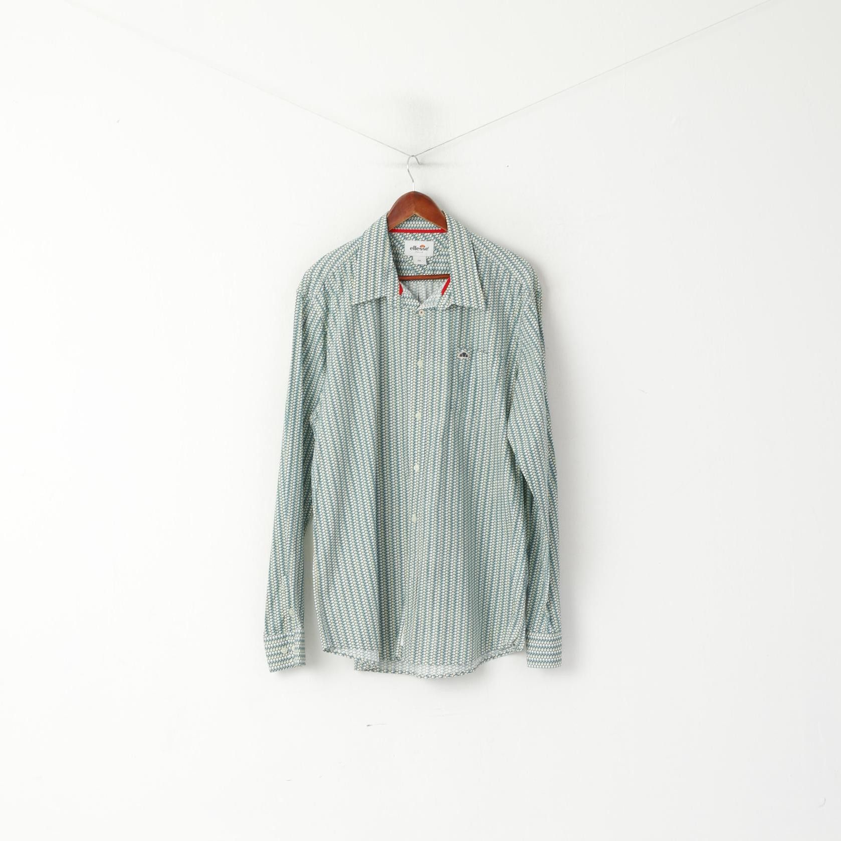 Ellesse Ellesse Italia Men XXL Casual Shirt Green Cotton 2804 Size US XXL / EU 58 / 5 - 2 Thumbnail