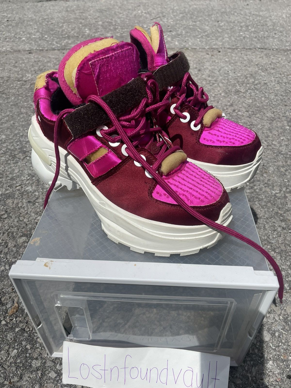Maison Margiela Maison Margiela Fuchsia Retro Fit Chunky Satin Sneakers Size US 8 / IT 38 - 4 Thumbnail