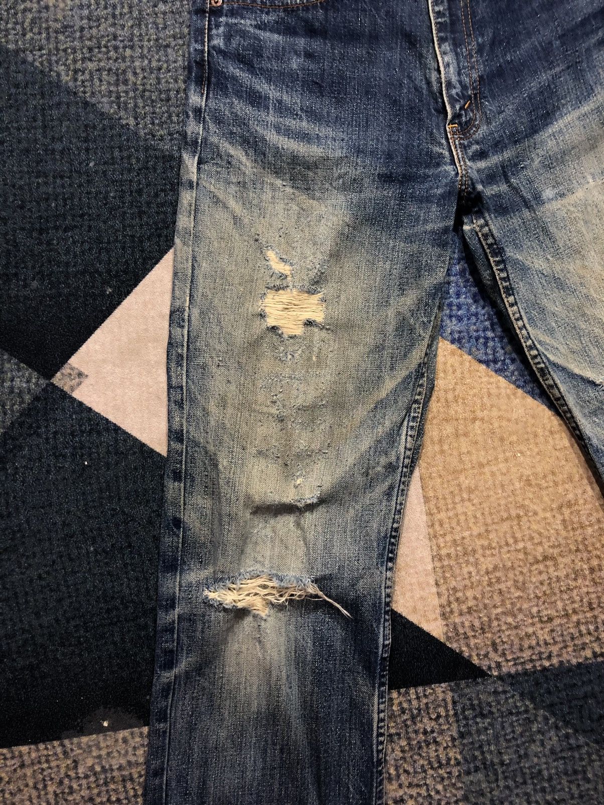 Levi's Vintage Clothing Levis 502 Distressed Denim Button J09 Size US 30 / EU 46 - 3 Thumbnail