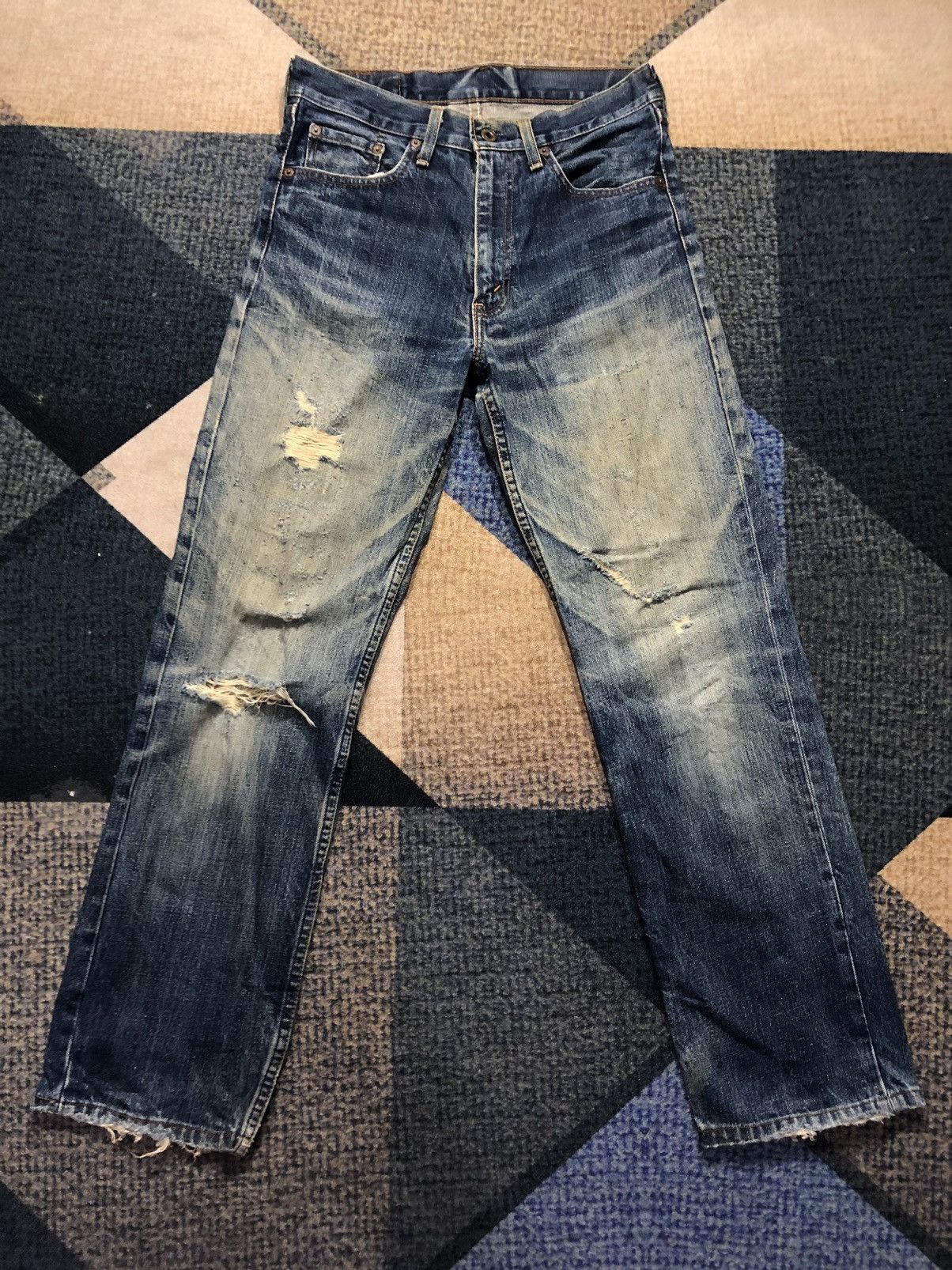 Levi's Vintage Clothing Levis 502 Distressed Denim Button J09 Size US 30 / EU 46 - 1 Thumbnail