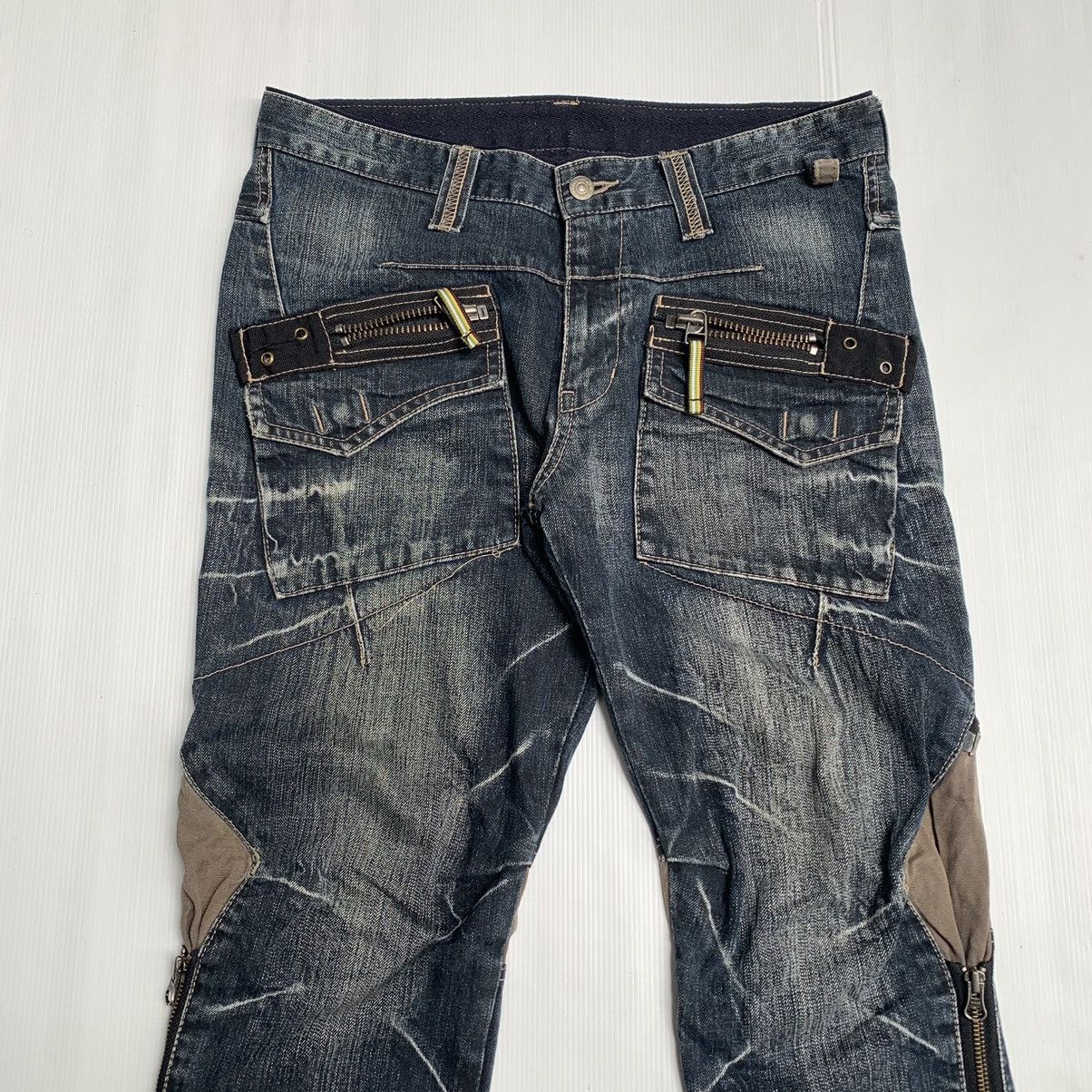 PPFM Y2k PPFM Multi zipper denim pants Size US 33 - 4 Thumbnail
